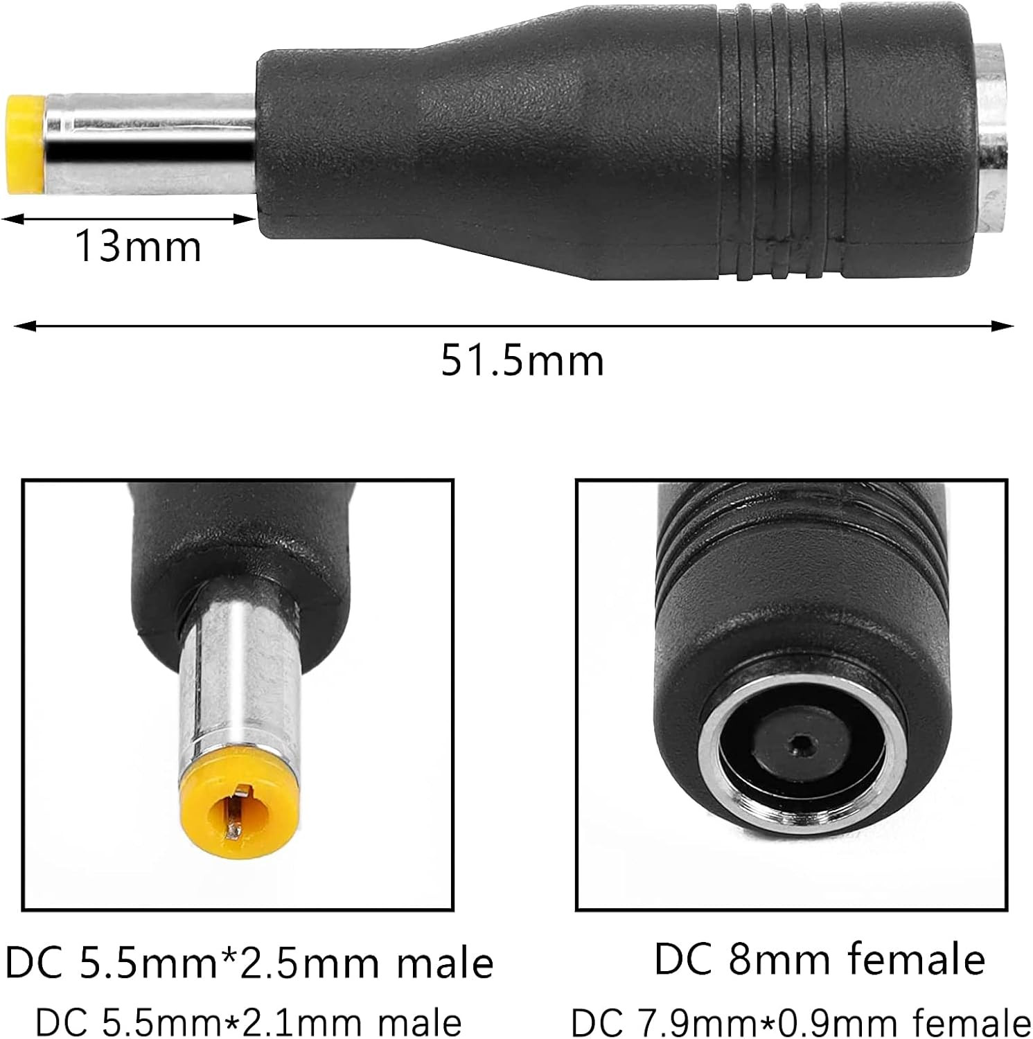 Solar Panel Adapter, DC7909 Female to DC5525 Male Connector, 8Mm to 5.5Mm