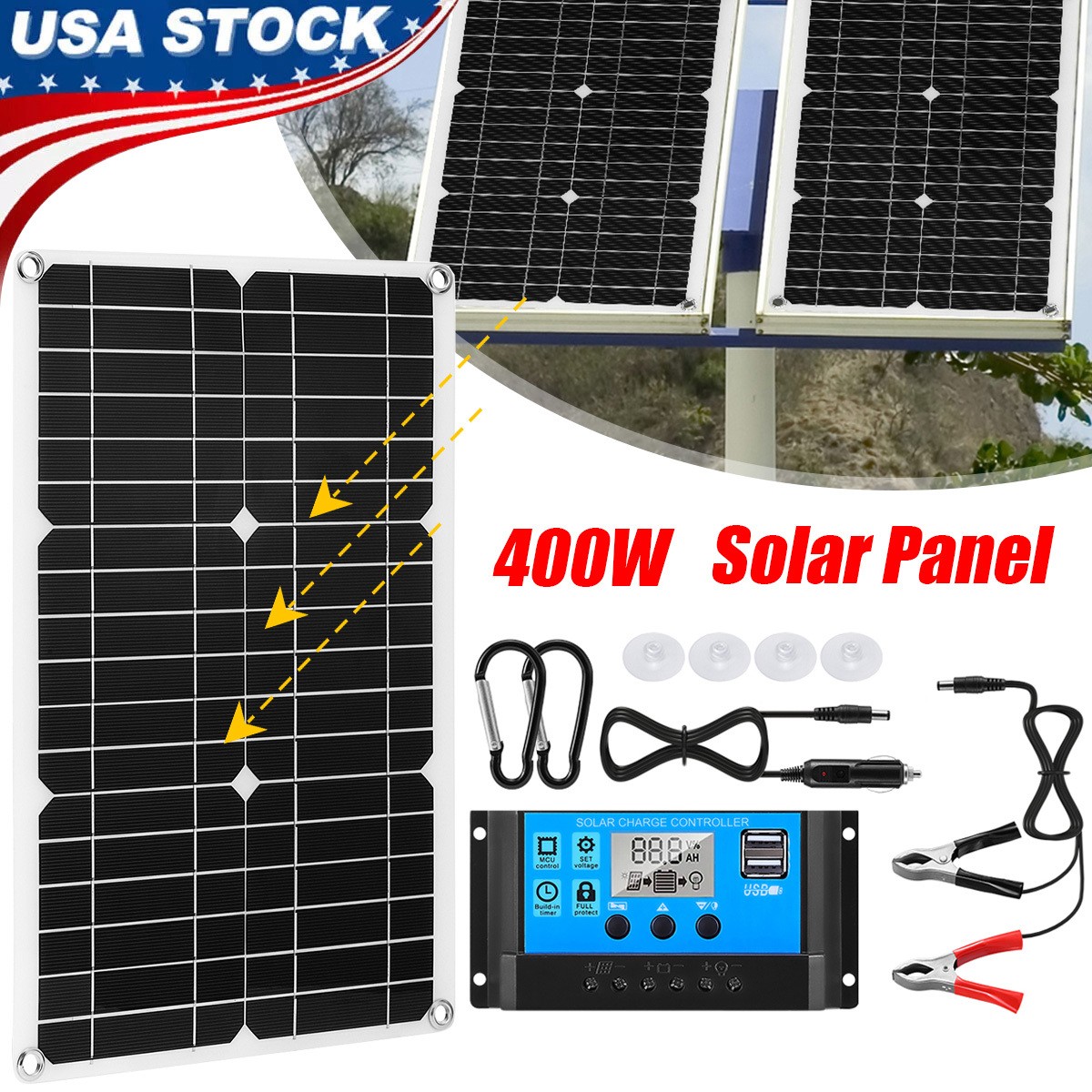 400 Watts Flexible Solar Panel 12V Mono Home RV Rooftop Camping with Controller