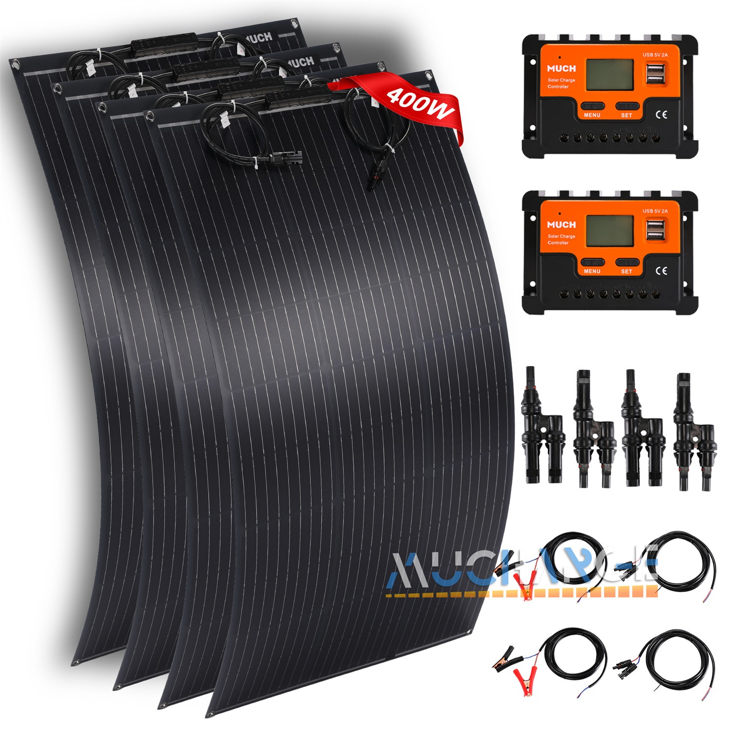 New Flexible Solar Panel Kits 400W Portable 12V 24V Monocrystalline Home Camper