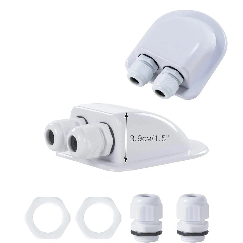 Double Dual Cable Entry Housing Gland For RV Roof Boat Solar Panel Waterproof