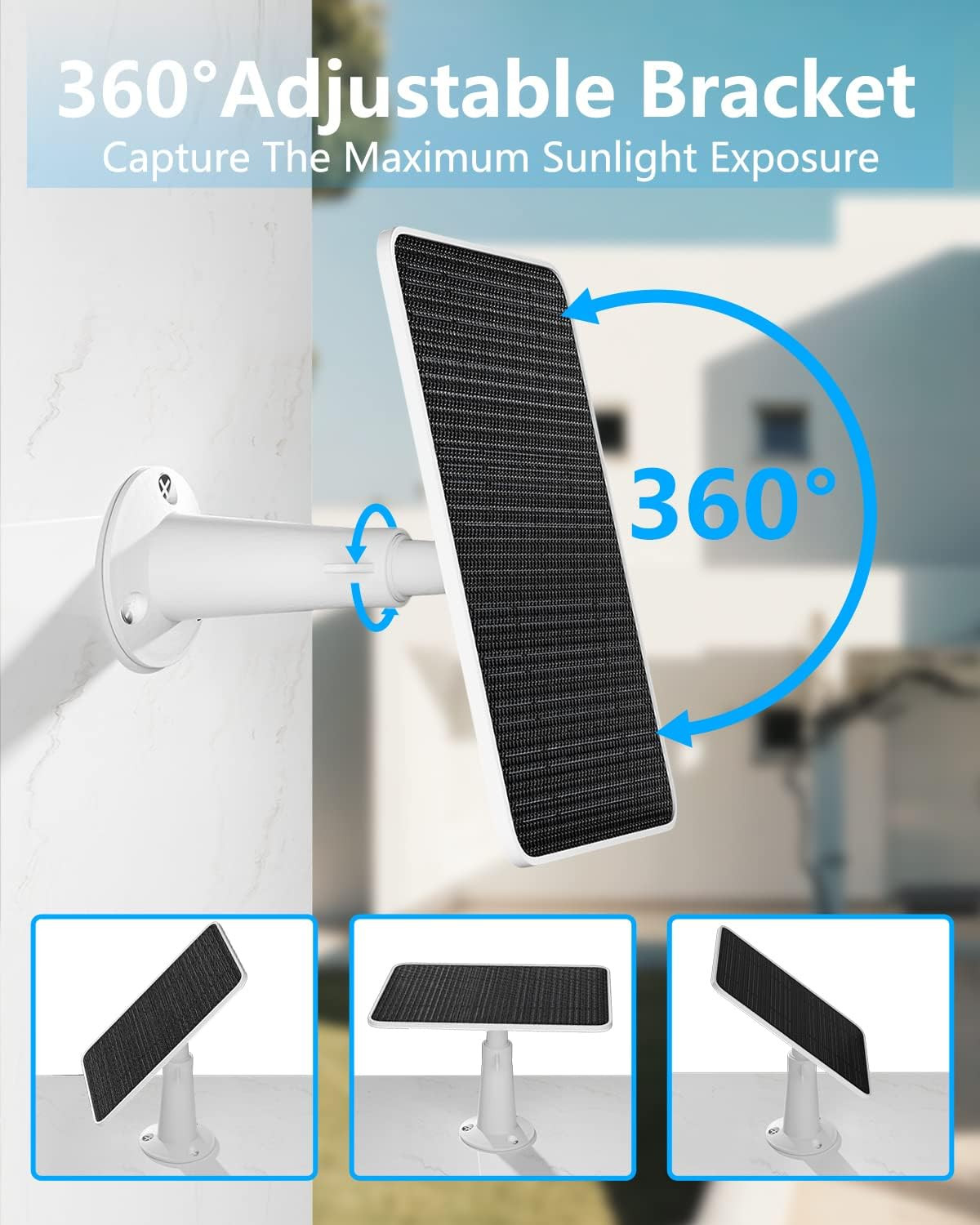 Solar Panel for Security Camera, 5W Solar Panel Charger Compatible with Eufycam