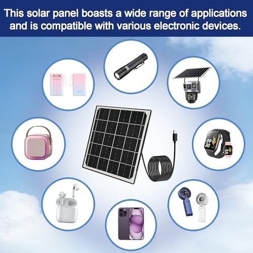 Eco-friendly 6W 5V Monocrystalline Solar Panel, Type-C Interface, IP66 Black6