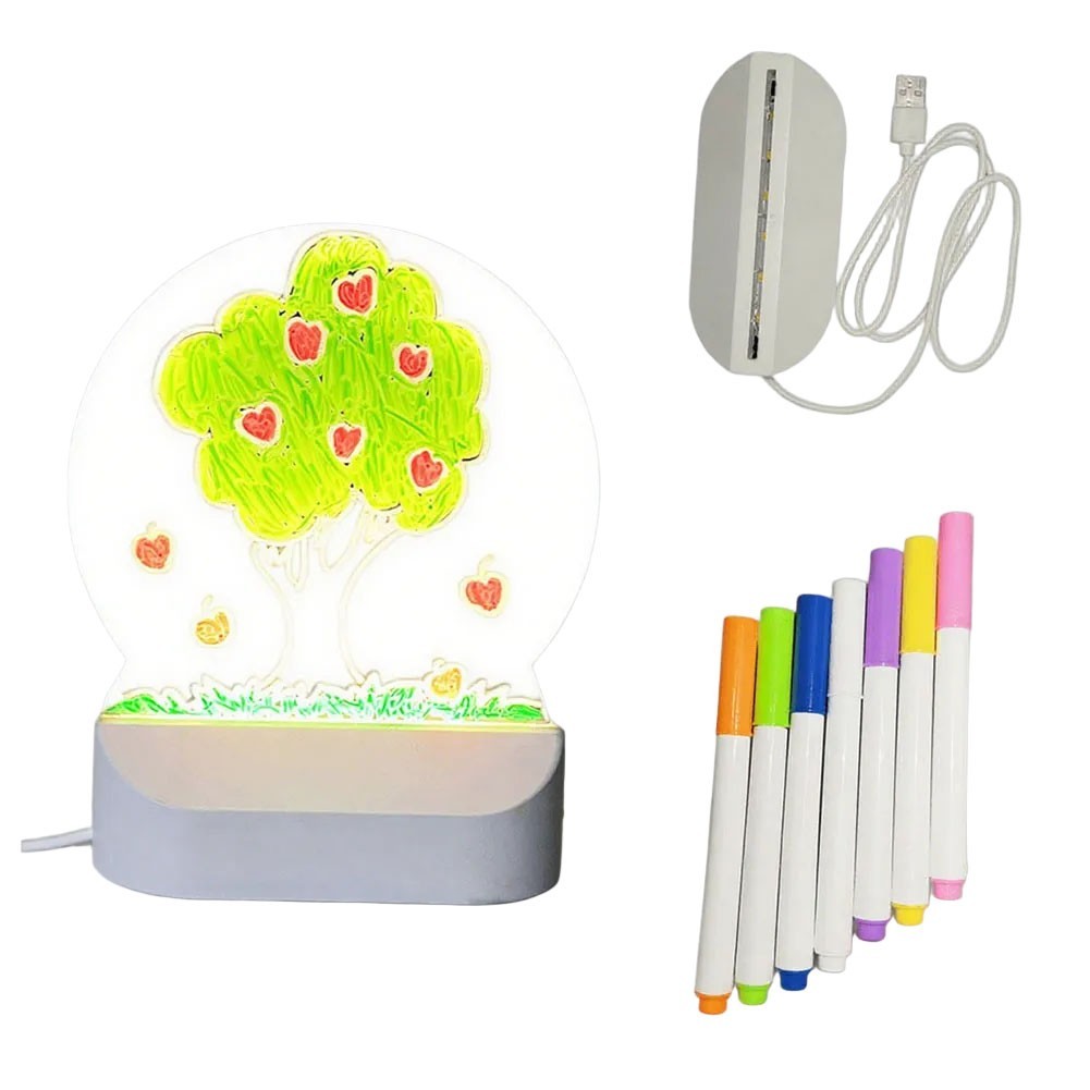 Children’s Acrylic Drawing Board with Soft Warm Light and USB Cable for Art