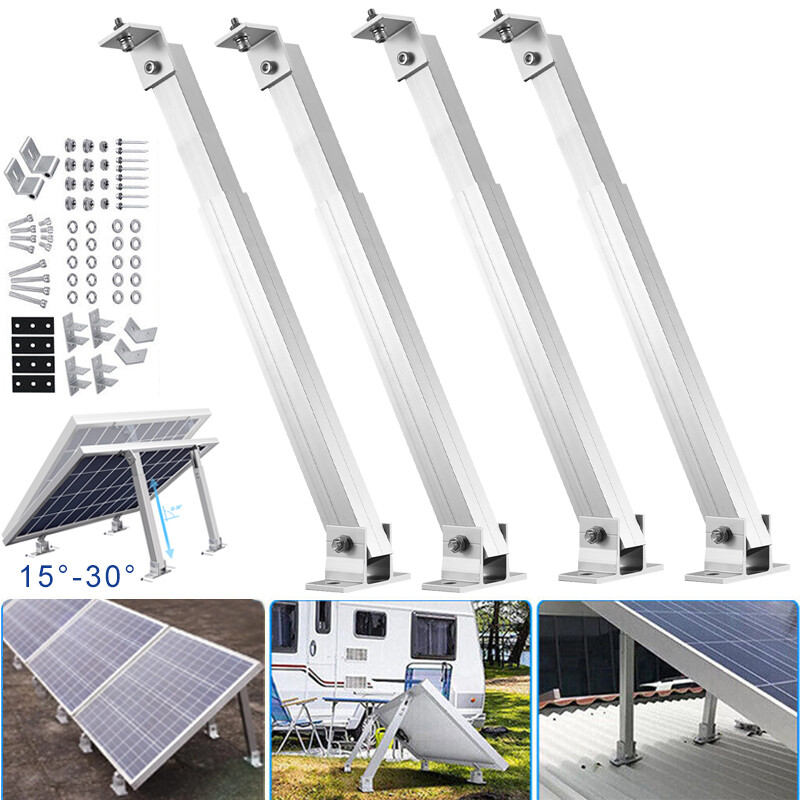 4 Pcs Adjustable Tilt Solar Panel Mount Brackets Kit Aluminum Alloy for Off-Grid