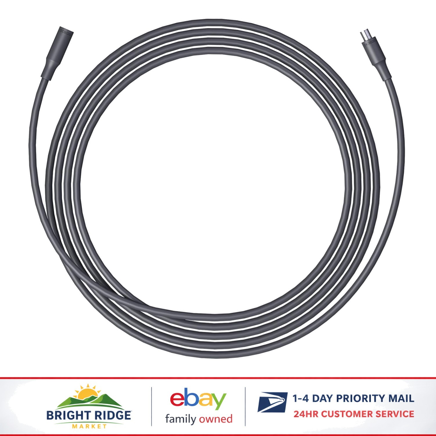 Black 196.8 Inch DC Extension Cable for Solar Panel and Power Station Connection