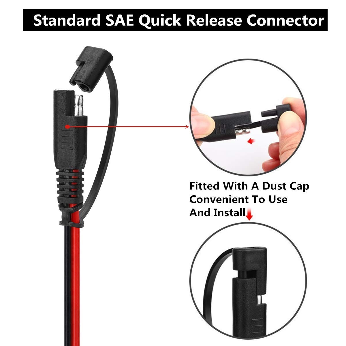SAE Connector DC Power Extension Cable 16 AWG Automotive Battery Quick Discon…