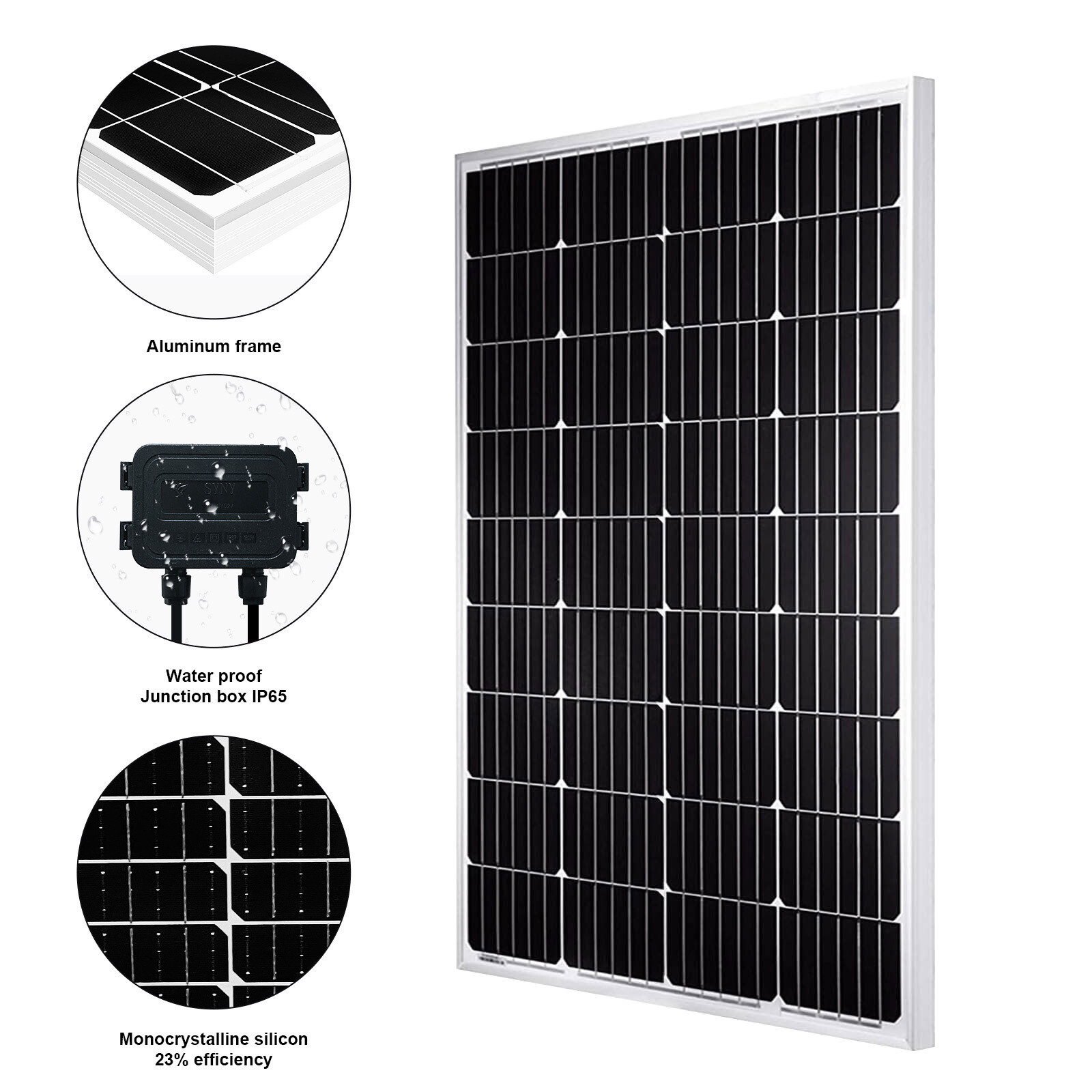 500W Solar Panel 12V PV 100W Monocrystalline RV Roof Shed Marine Back-up Power