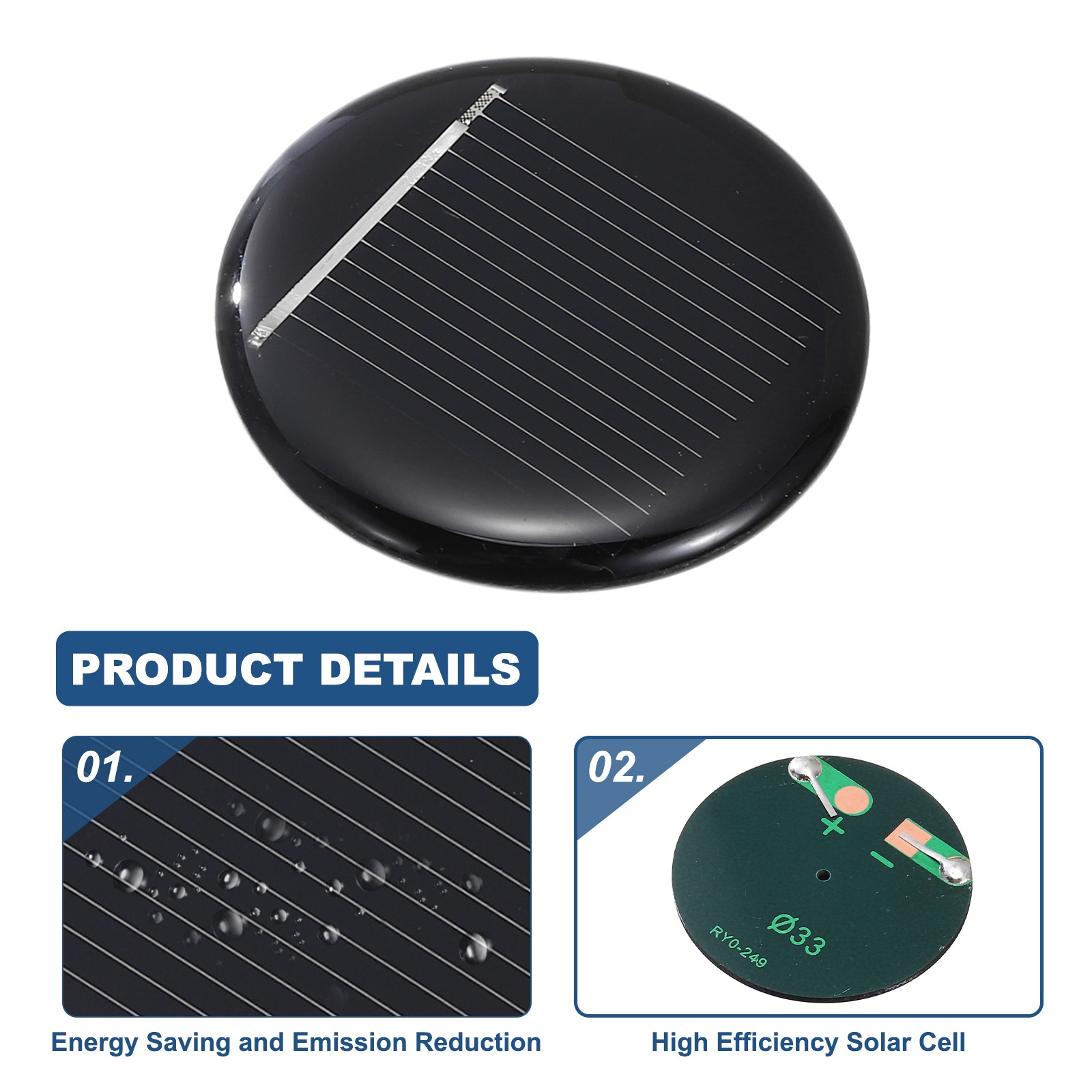 12Pcs 0.5V 0.07W 140mA Round Solar Panels, Solar Photovoltaic Power Cells