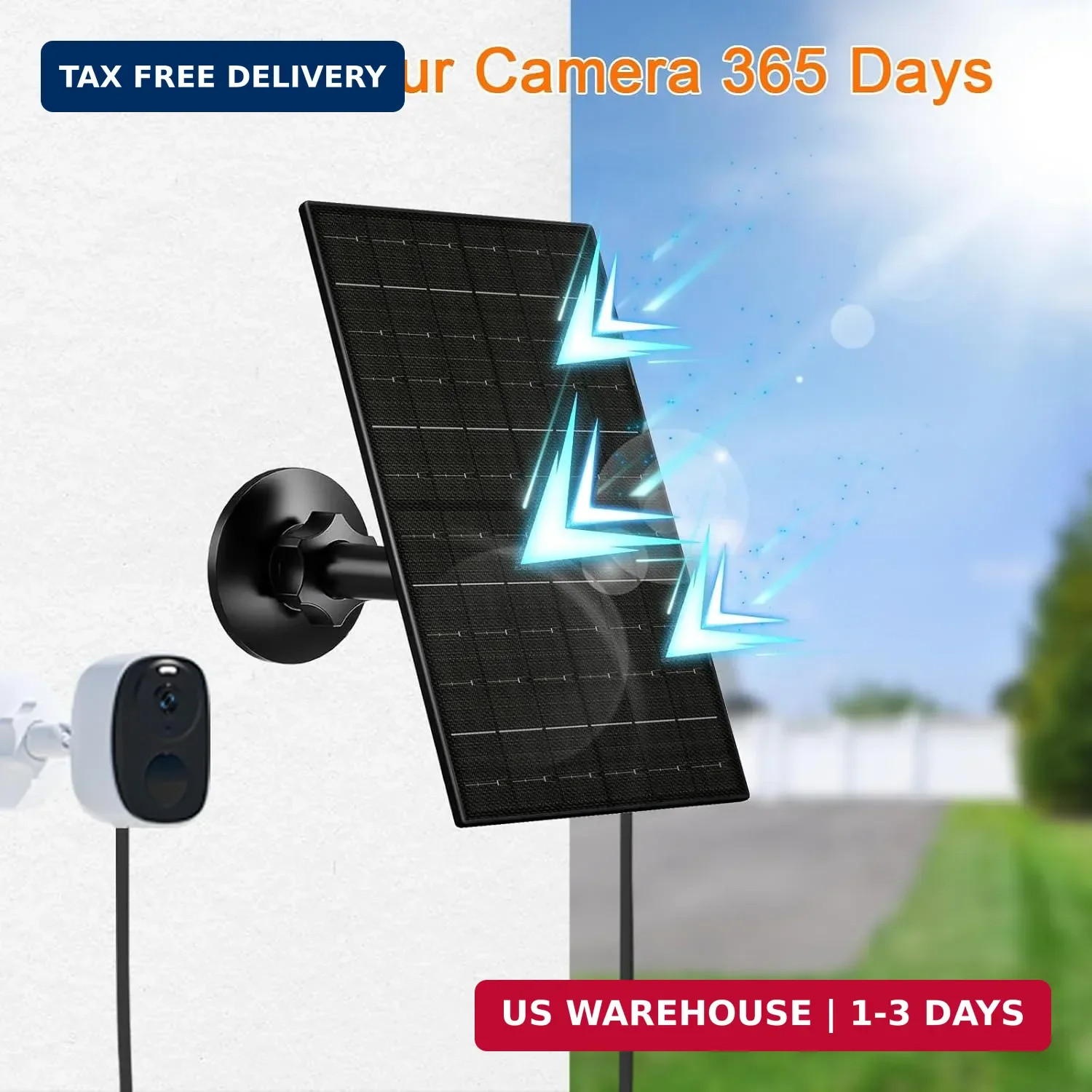 FUTUREZEN 6W Solar Panel for Security Camera Outdoor, 5V USB/USB-C Solar Charger