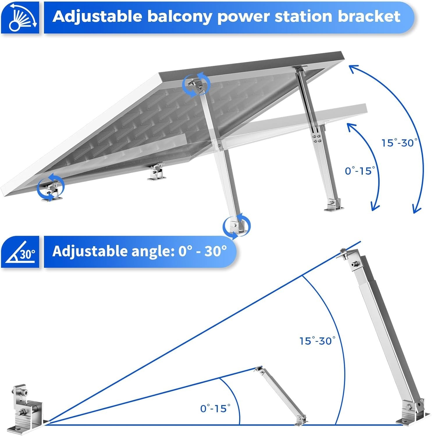 Aluminum Solar Panel Tilt Mount Brackets – 2 Sets for Versatile Use