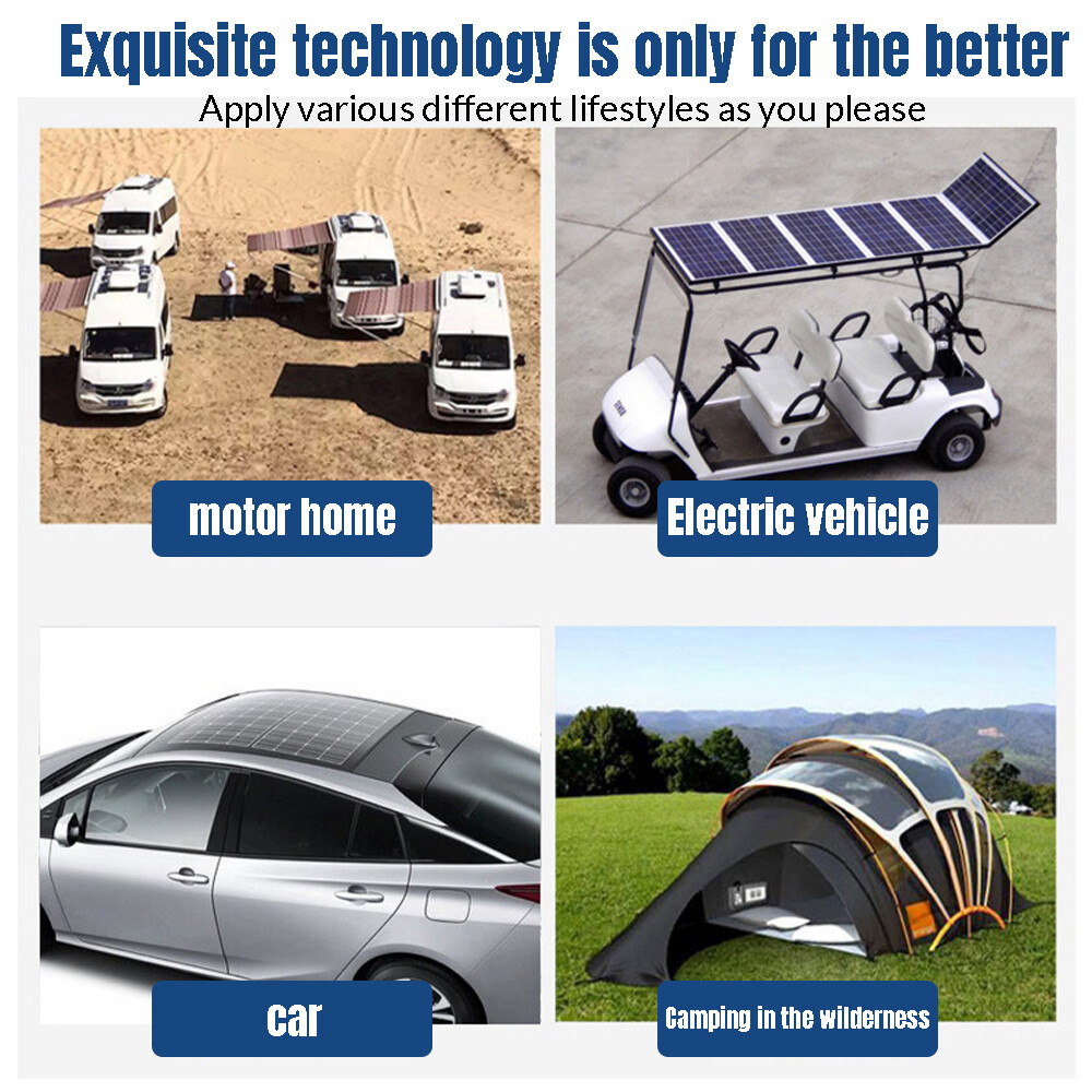 100 200W Flexible Solar Panel Mono 12V Home RV Boat Camping Power Battery Charge