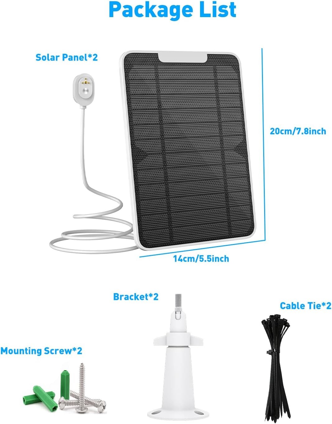5V 6W Solar Panel Charger 3 Pack for Security Camera Weatherproof