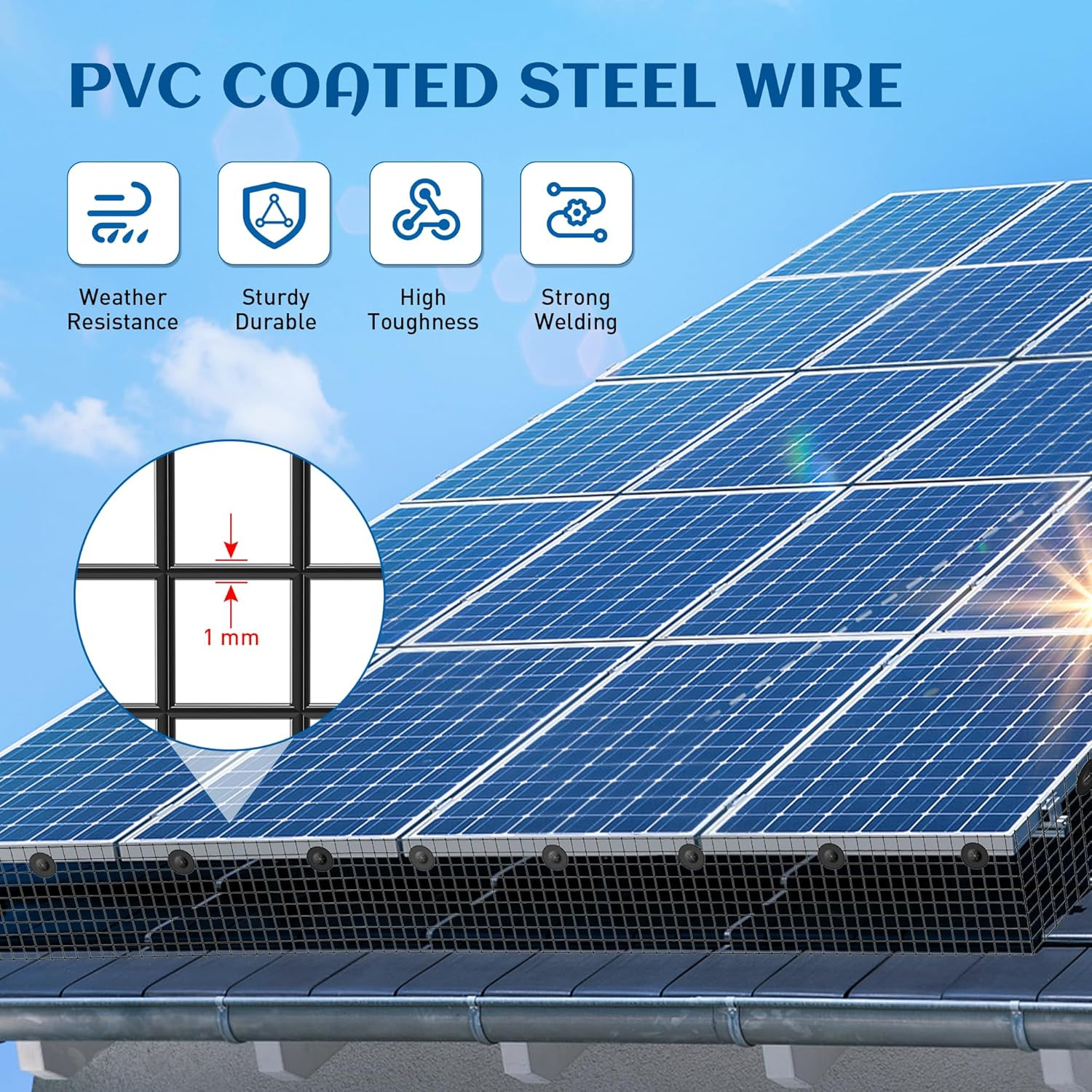 8Inch X 100Ft Solar Panel Bird Guard, Critter Guard for Solar Panels with 100 Pc
