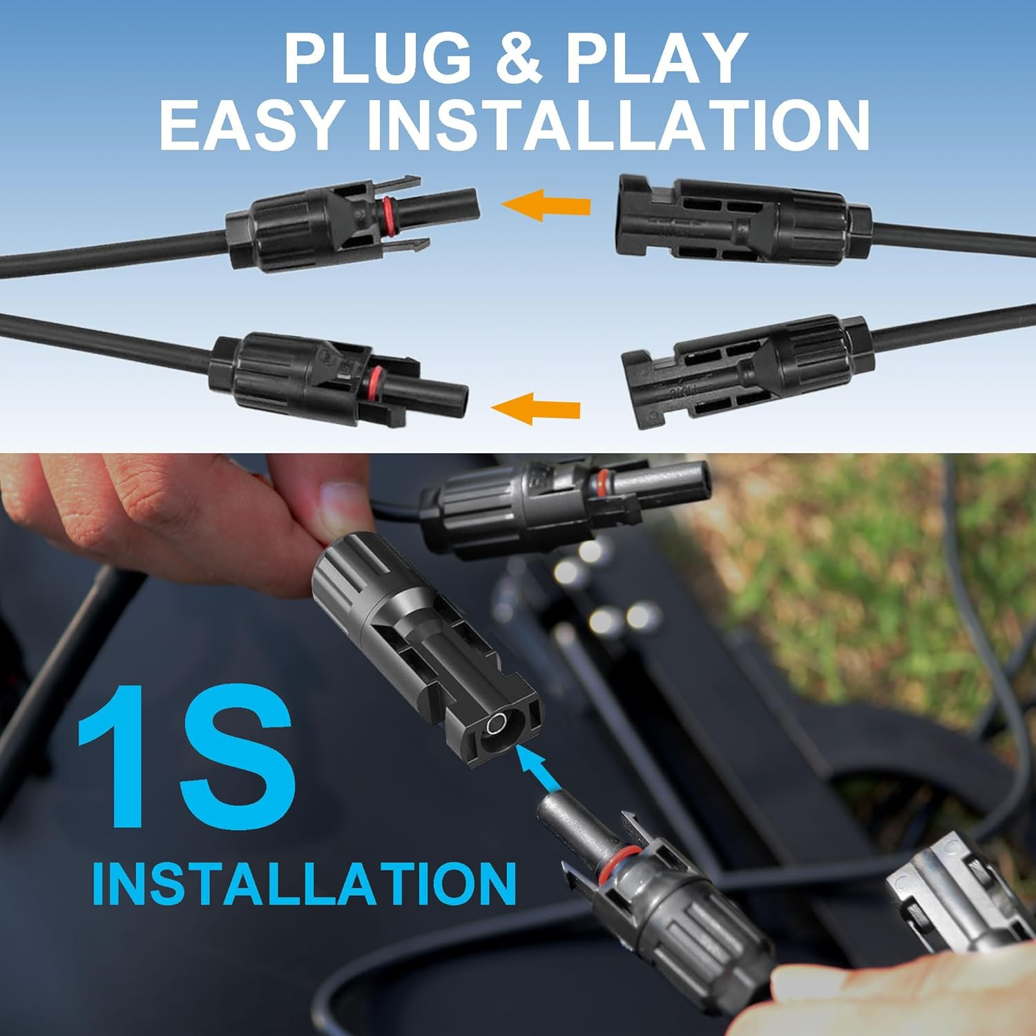 Solar Connectors Y Branch Parallel PV Cable for Solar Panel (M/FF+F/MM)
