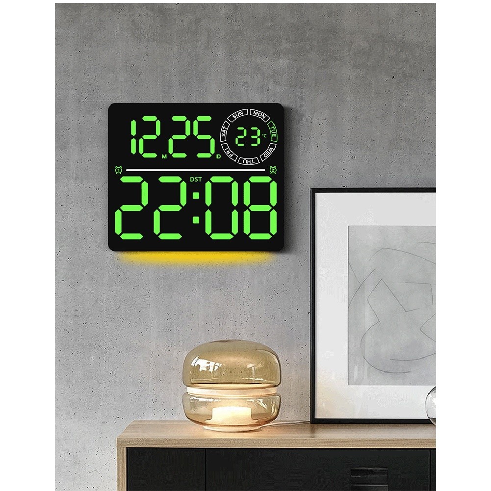 RGB Color Changing LED Wall Clock with Large Display Calendar for Living Room