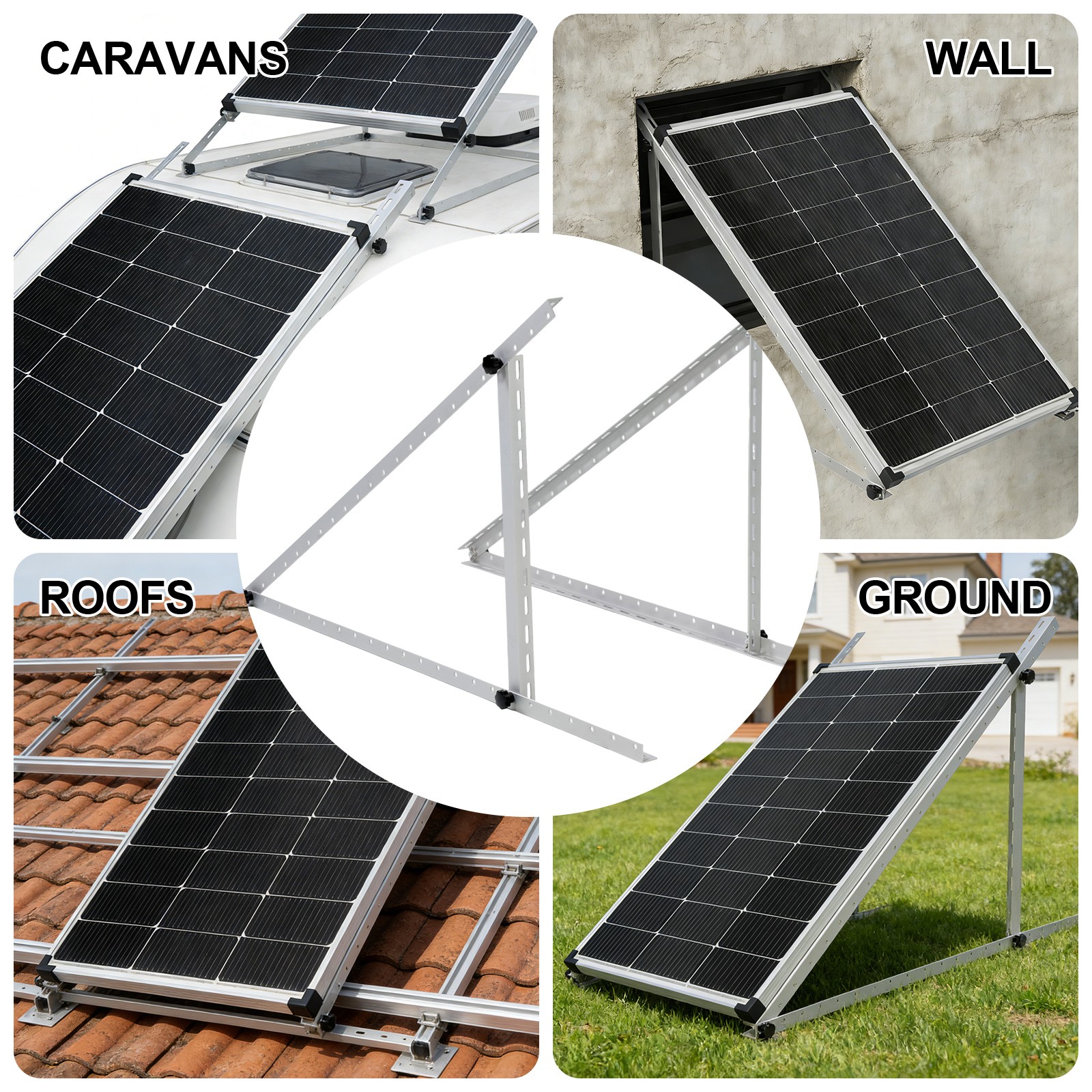 AeternaSol 45in Solar Panel Mounting Brackets Ground Mount Multifunction Adjust