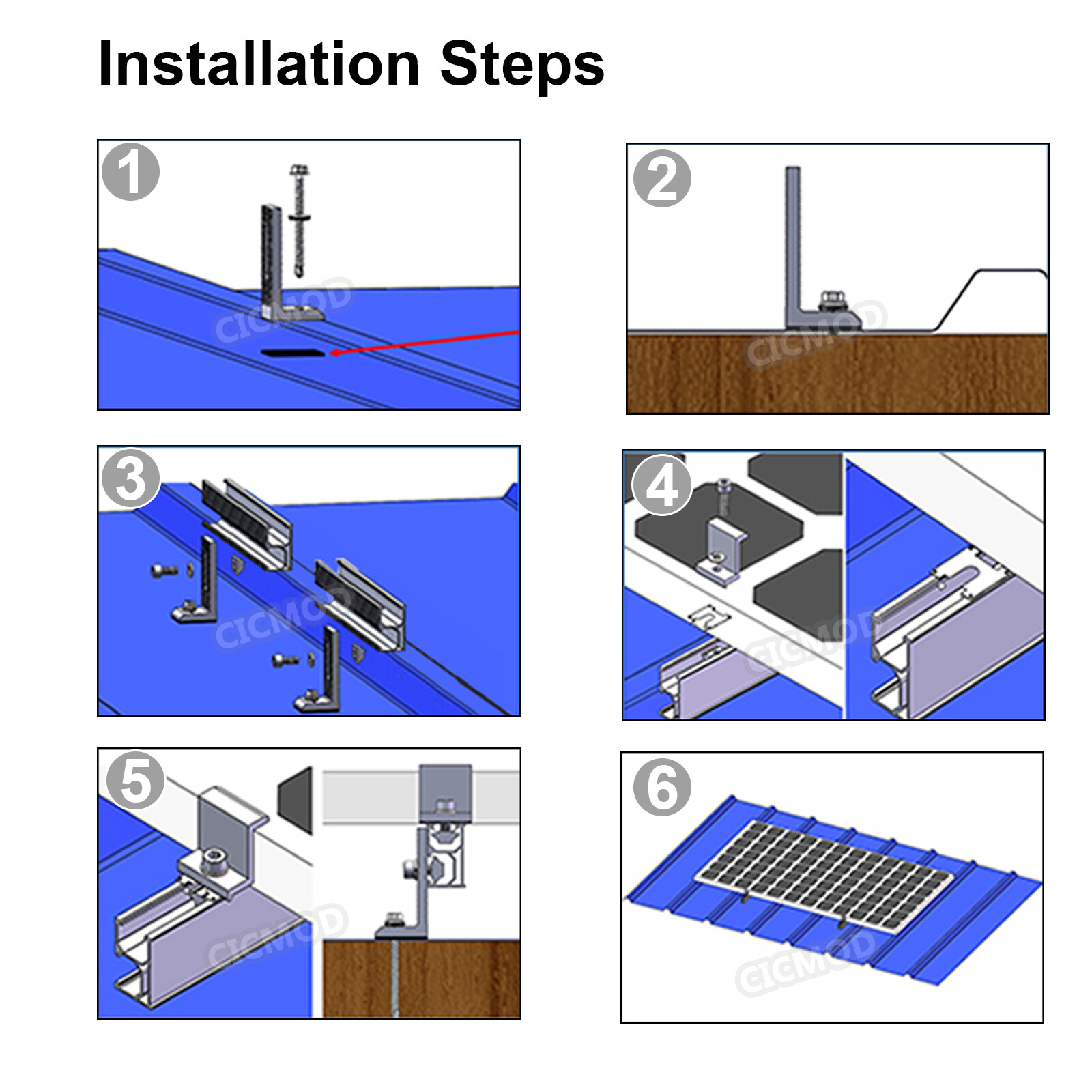 Universal Solar Panel Brackets Roof Mounting Kit For 1-4pcs Solar Panels Mount