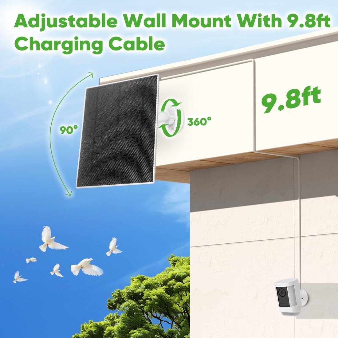 Solar Panel 5W for Ring Camera, 1Pack Solar Panel Compatible with Battery, So…