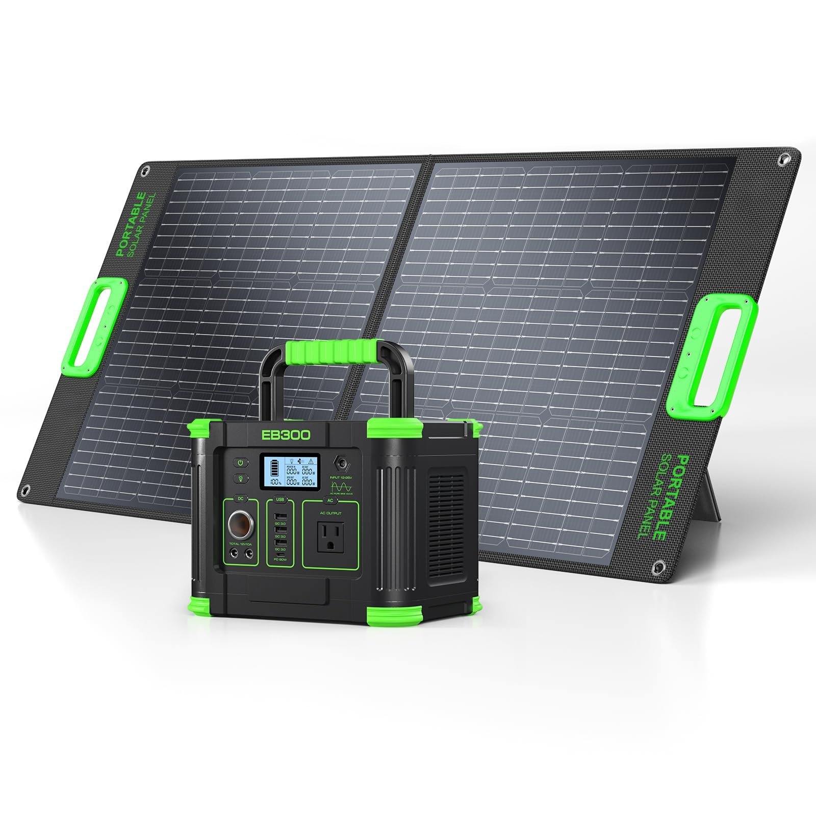 GRECELL 330W Portable Power Station with 100W Solar Panel, 288.6Wh Portable P…