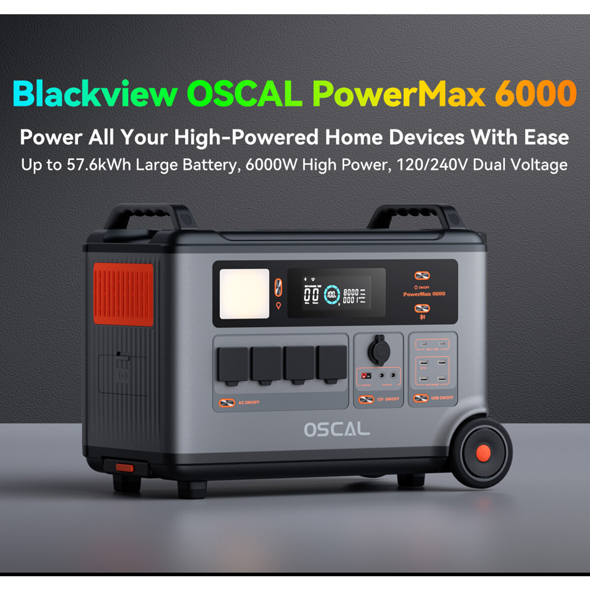OSCAL PowerMax 6000W Portable Power Station 3600Wh + Extra Battery Solar Panel