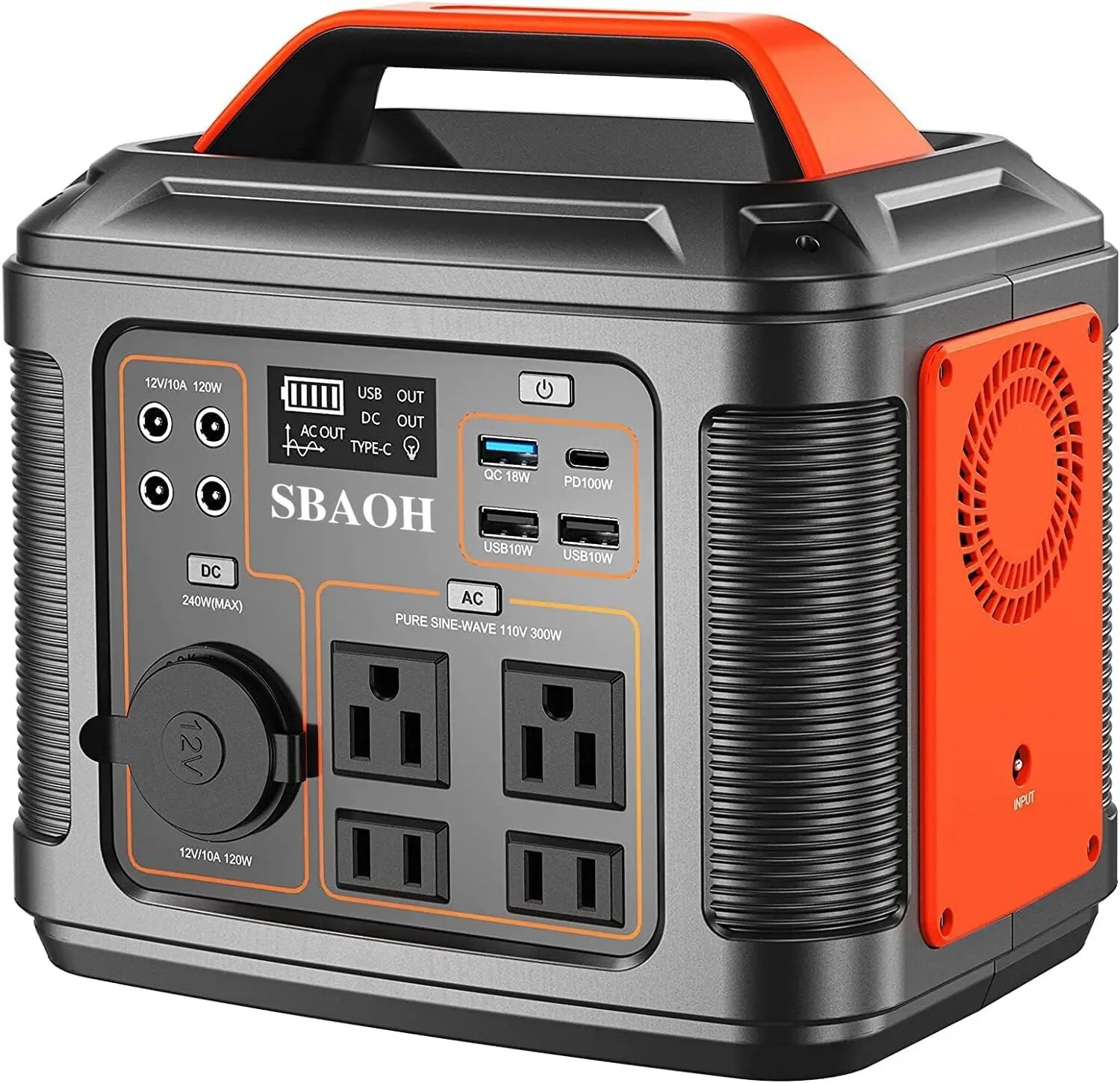 300W Portable Power Station Solar Generator Quick Charge 110V AC DC Outlets LED