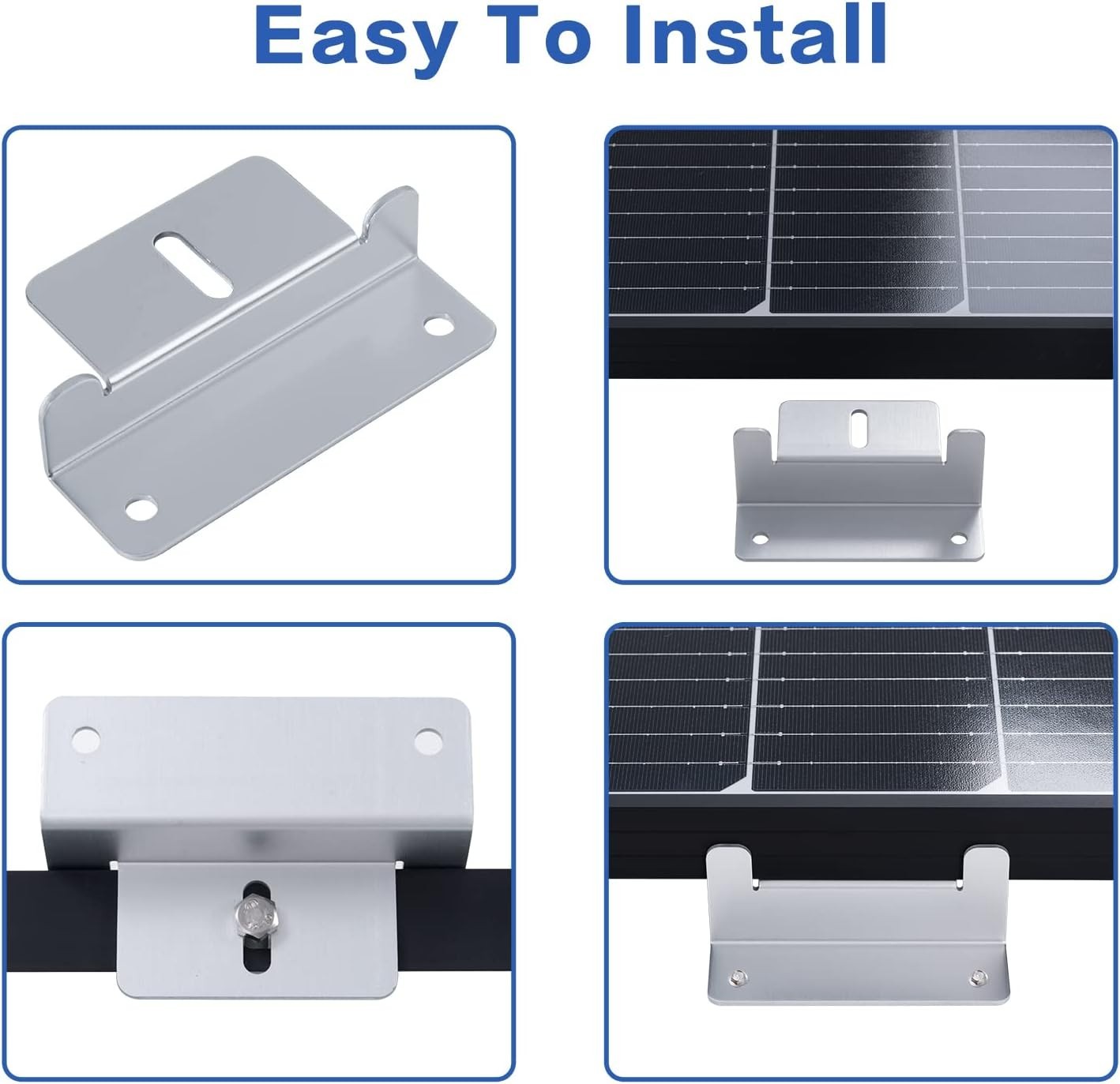Z Brackets Solar Panel Mount – 4 Sets for RVs, Boats & Trailers Installation