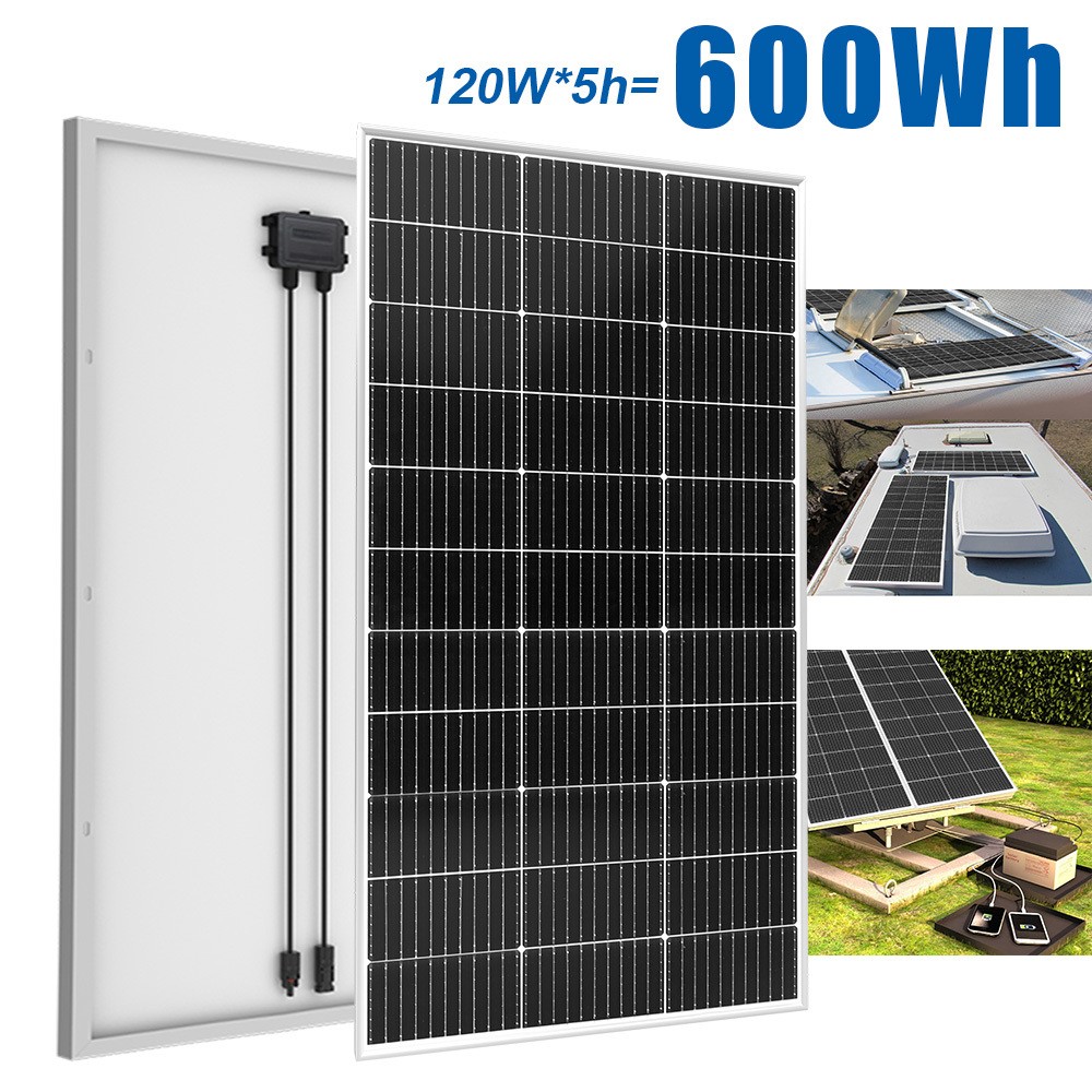 120W Watt Glass Solar Panel Monocrystalline PV Modul for RVs Camping Boat IP68