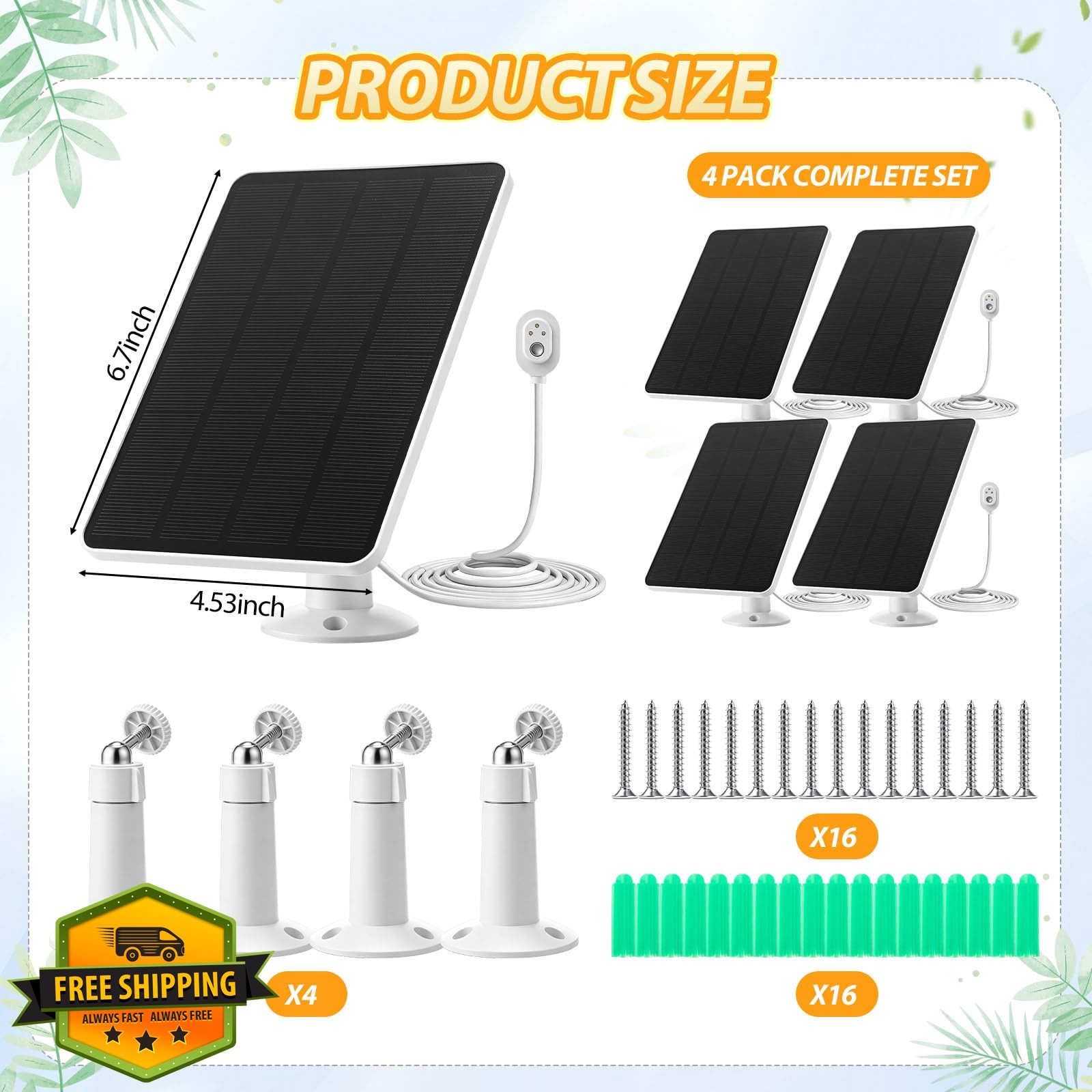 Saysurey 4 Pack 4.5w Solar Panel Charger for Arlo Cameras