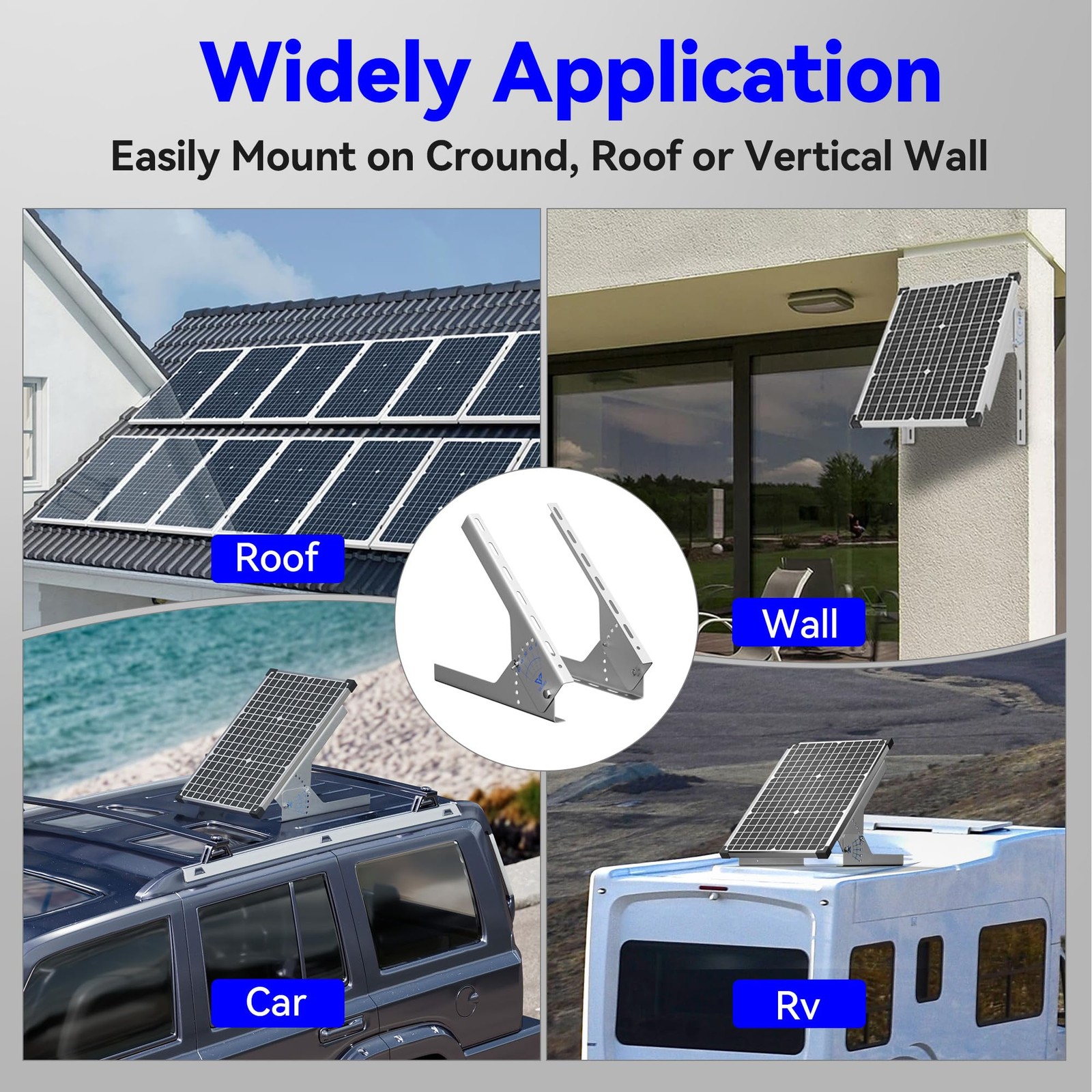 Solar Panel Mount Stand: 13.8in Immortal Steel Adjustable Angle Bracket – Rac…