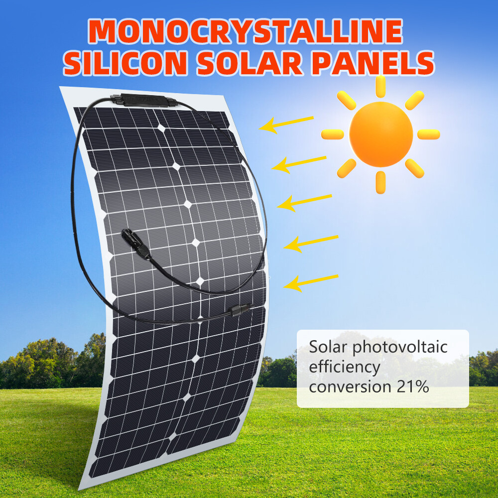 200W Watt Flexible 18V Mono Solar Panel Home RV Rooftop Camping Off-Grid Power