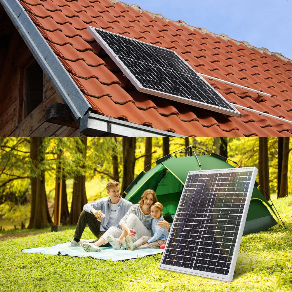 100W Watt Mono Solar Panel 12V Charging Off-Grid Battery Power RV Home Boat Camp