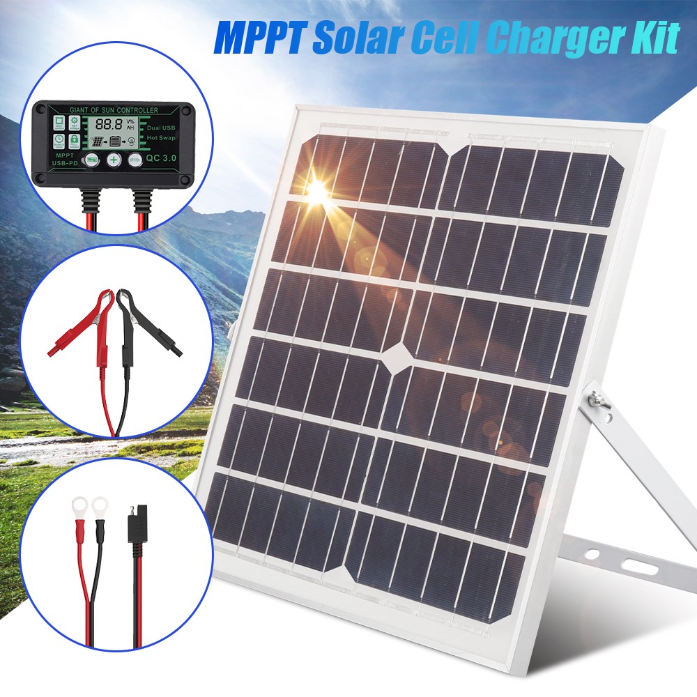 Trickle 30W Solar Panel 12V Battery Charger w/ Controller Kit Maintainer Car RV
