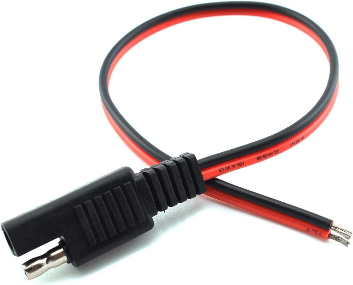 Durable 1ft SAE Extension Cable 10A – 2-Pin Quick Connector for Solar Power