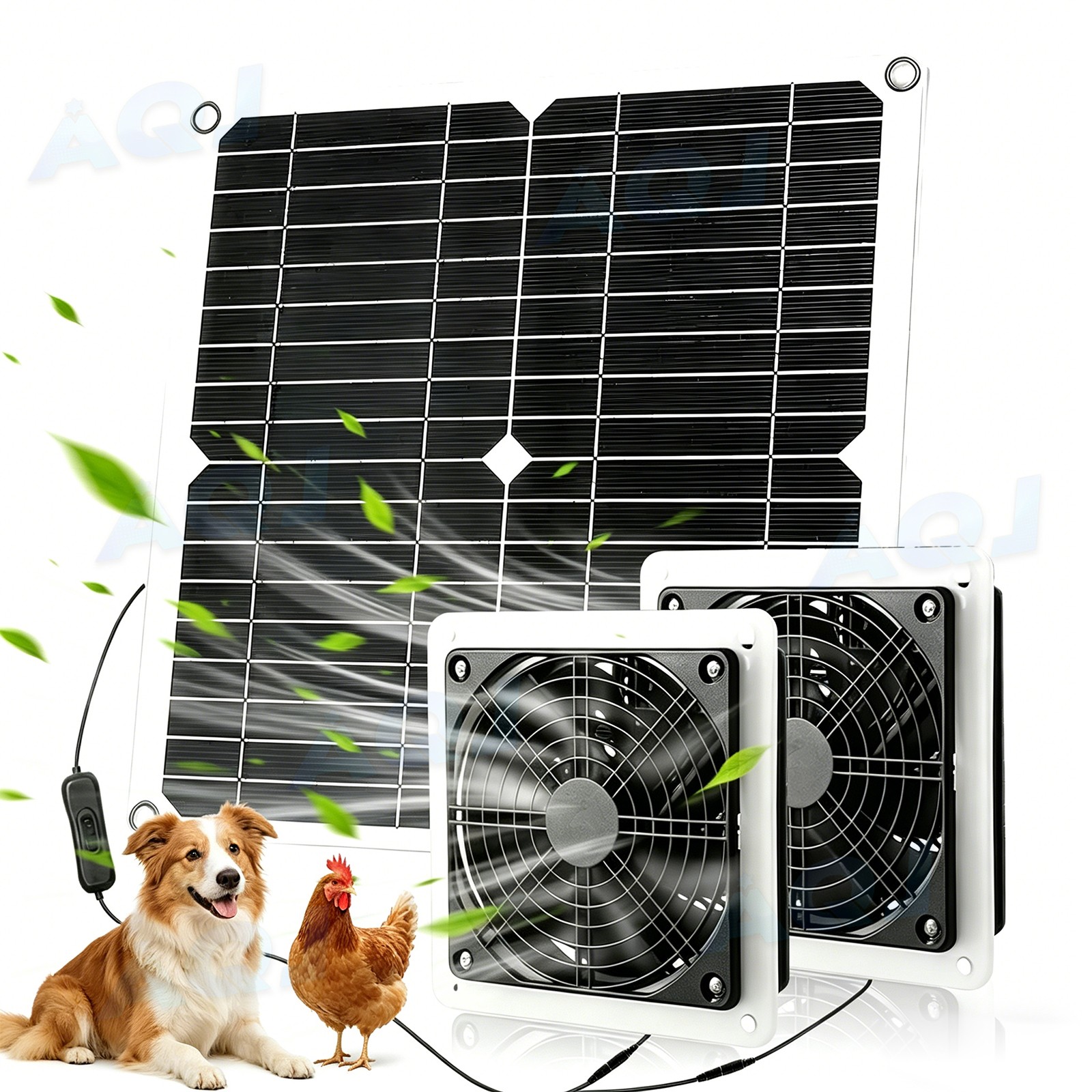 Solar Panel Fan Kit 25W IP57 Waterproof for Outside Small Chicken Coops