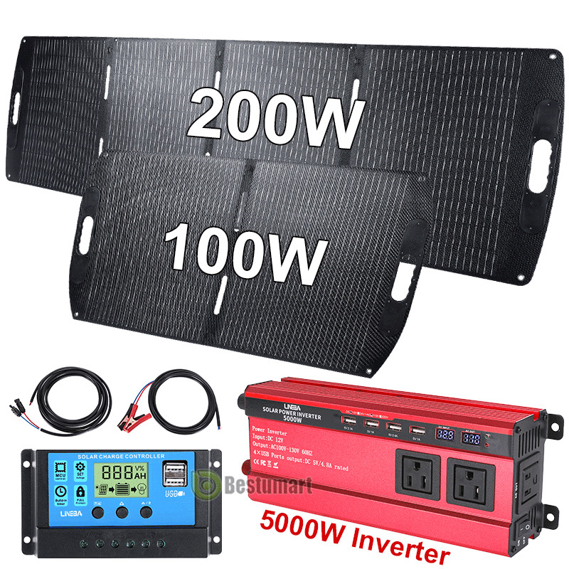 200W 400W Foldable Solar Panel Solar Charge Anywhere & 5000W Inverter RV Camping