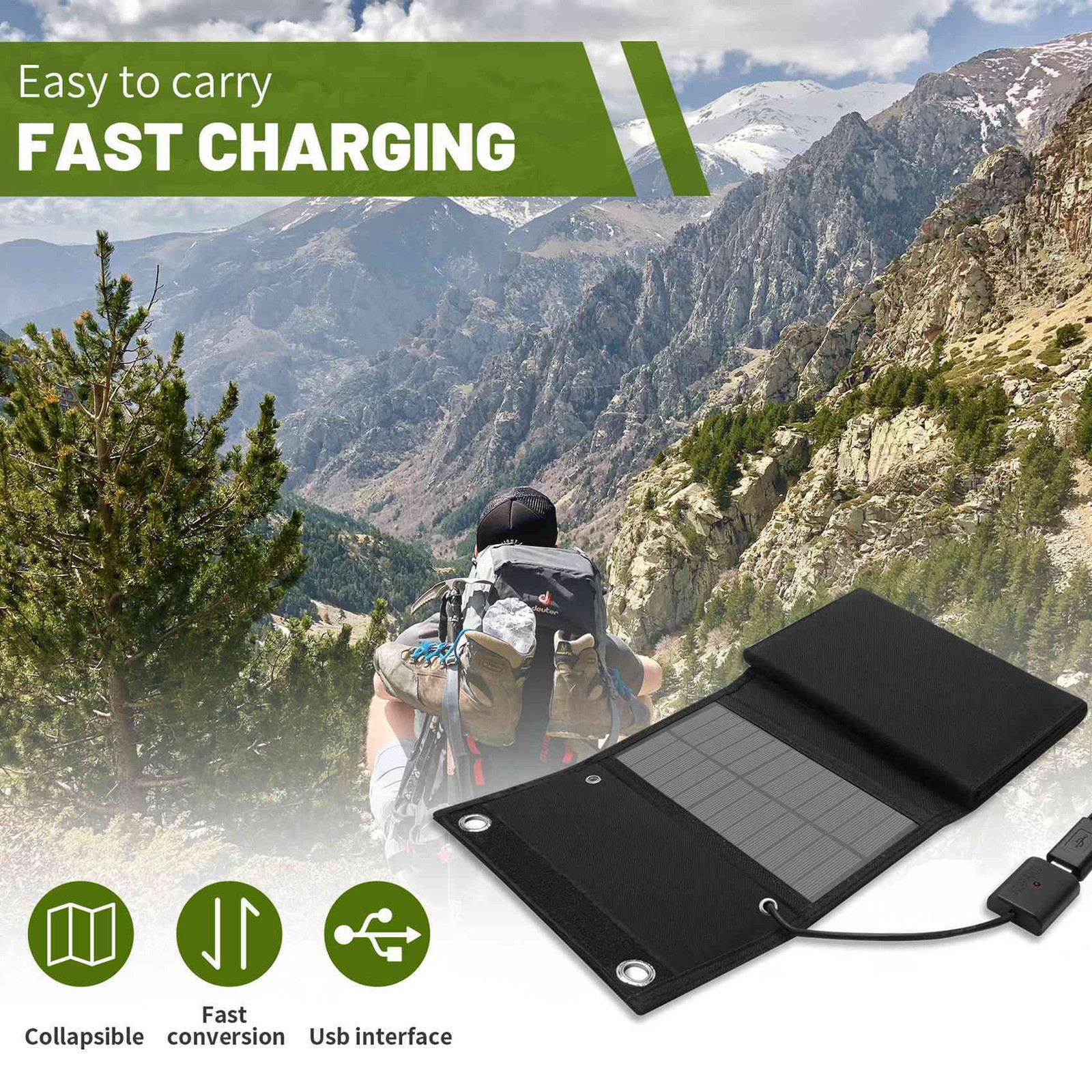 1X(12W Foldable USB Solar Panel Solar Cell Portable Folding Solar Panel 2075
