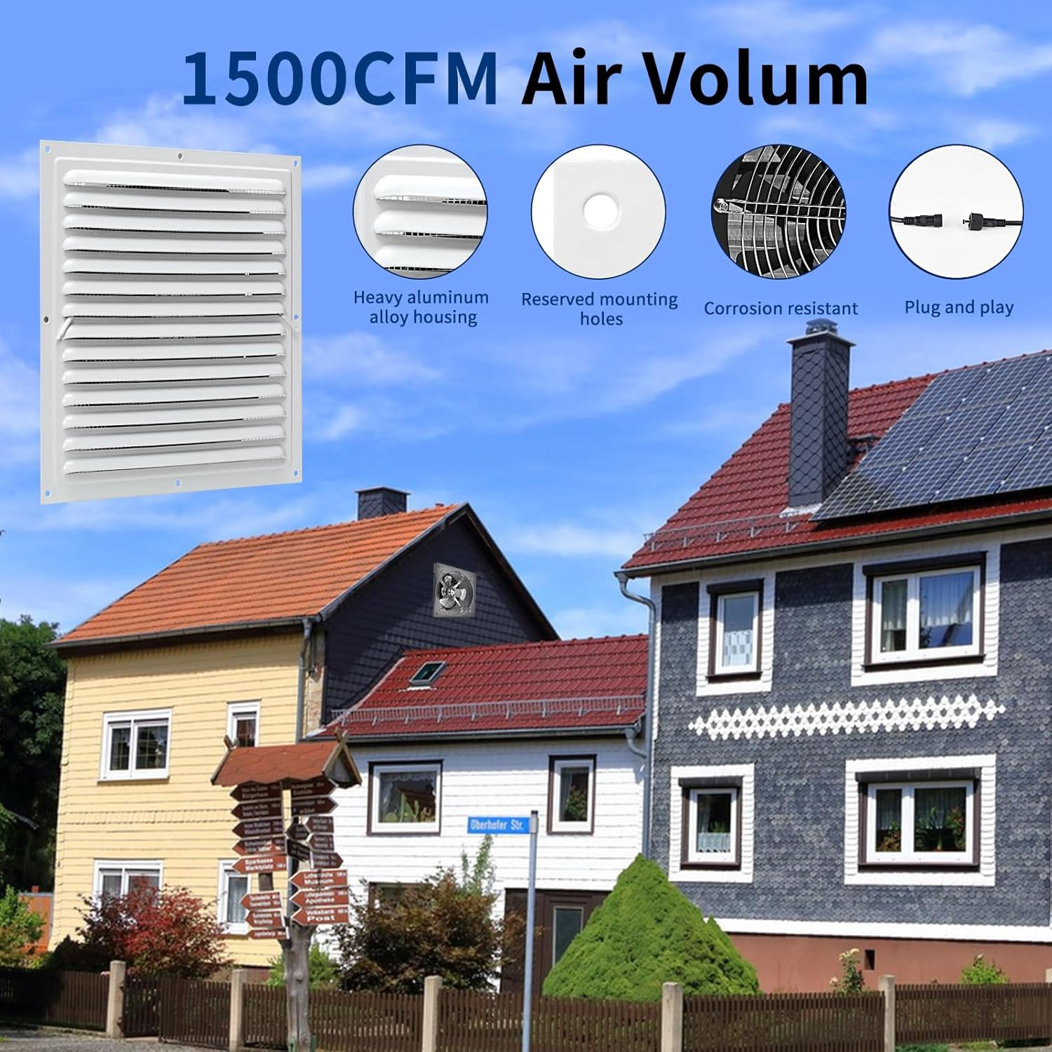 High-Speed Solar Attic Fan Kit with 2 Solar Panels & 25W DC Fan