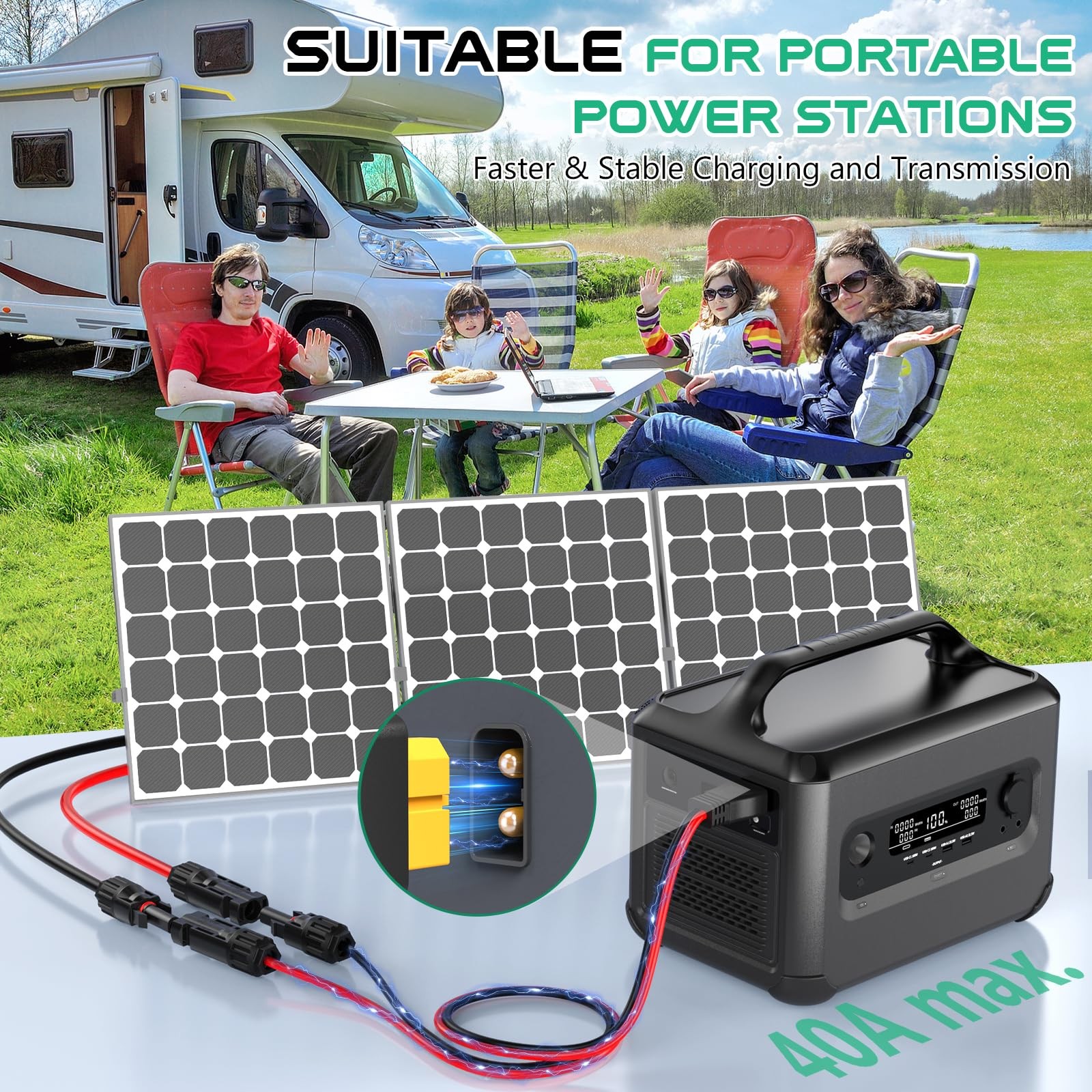 10AWG XT60 Solar Cable 10FT, Solar to XT60 Charging Cable 3 15 20 30 40 50FT,…
