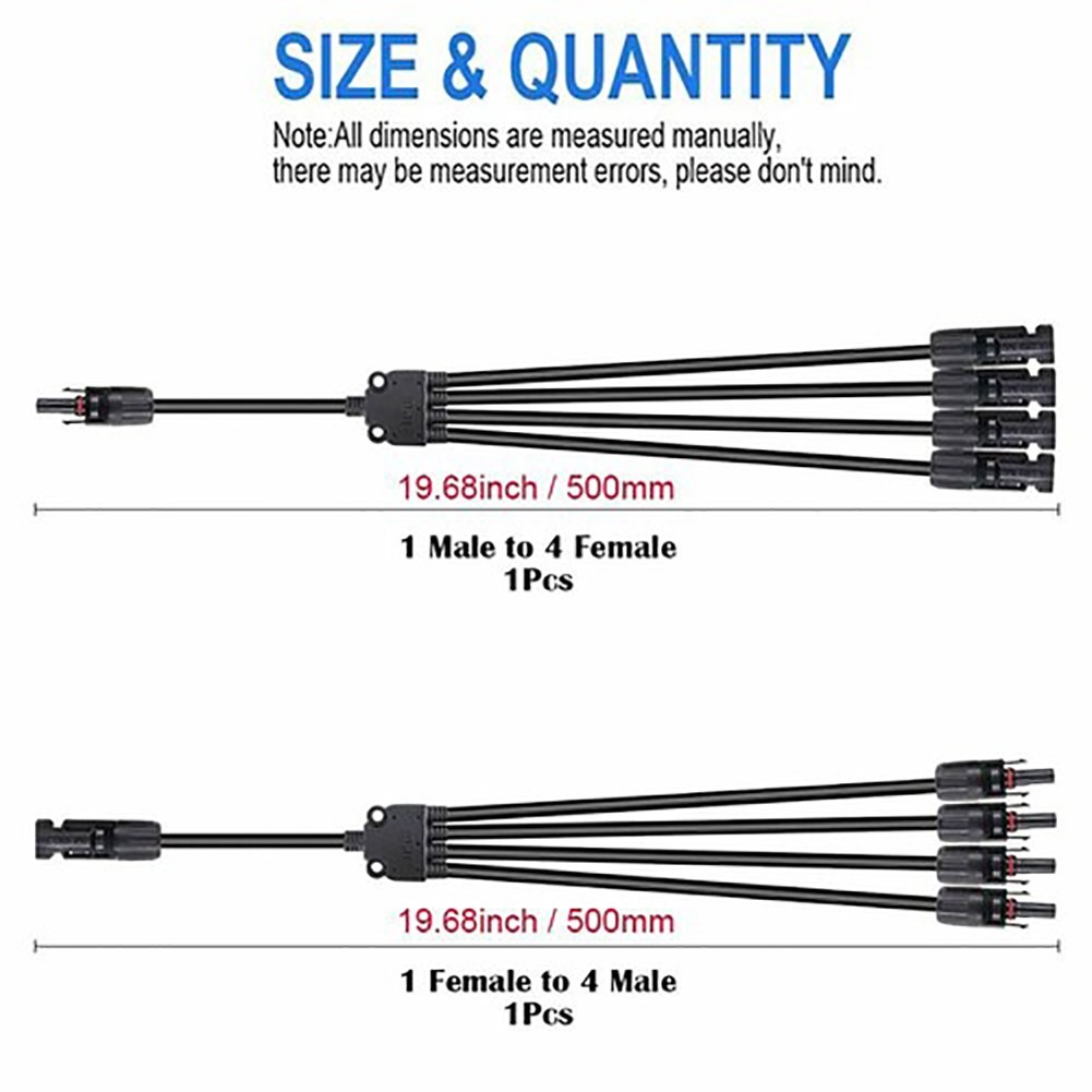 M/F Solar Panel Connector Y Branch Cable Connection Adapter Waterproof Plug Kit