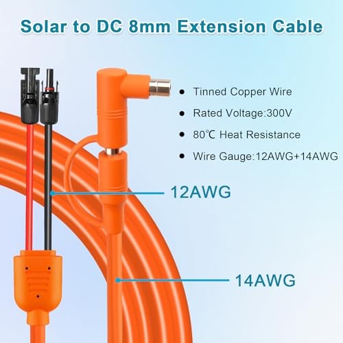 DC 8mm Adapter Cable 10FT for Solar Panels – DC7909/8020