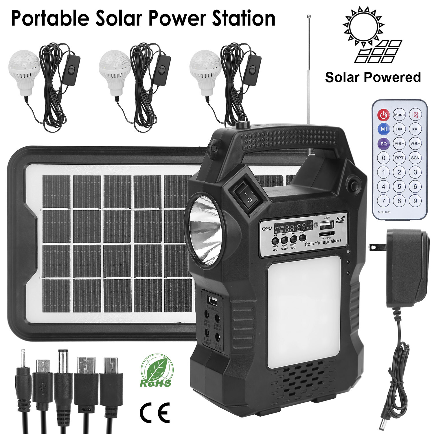 Portable Solar Power Station Generator Rechargeable Backup Emergency Power Bank