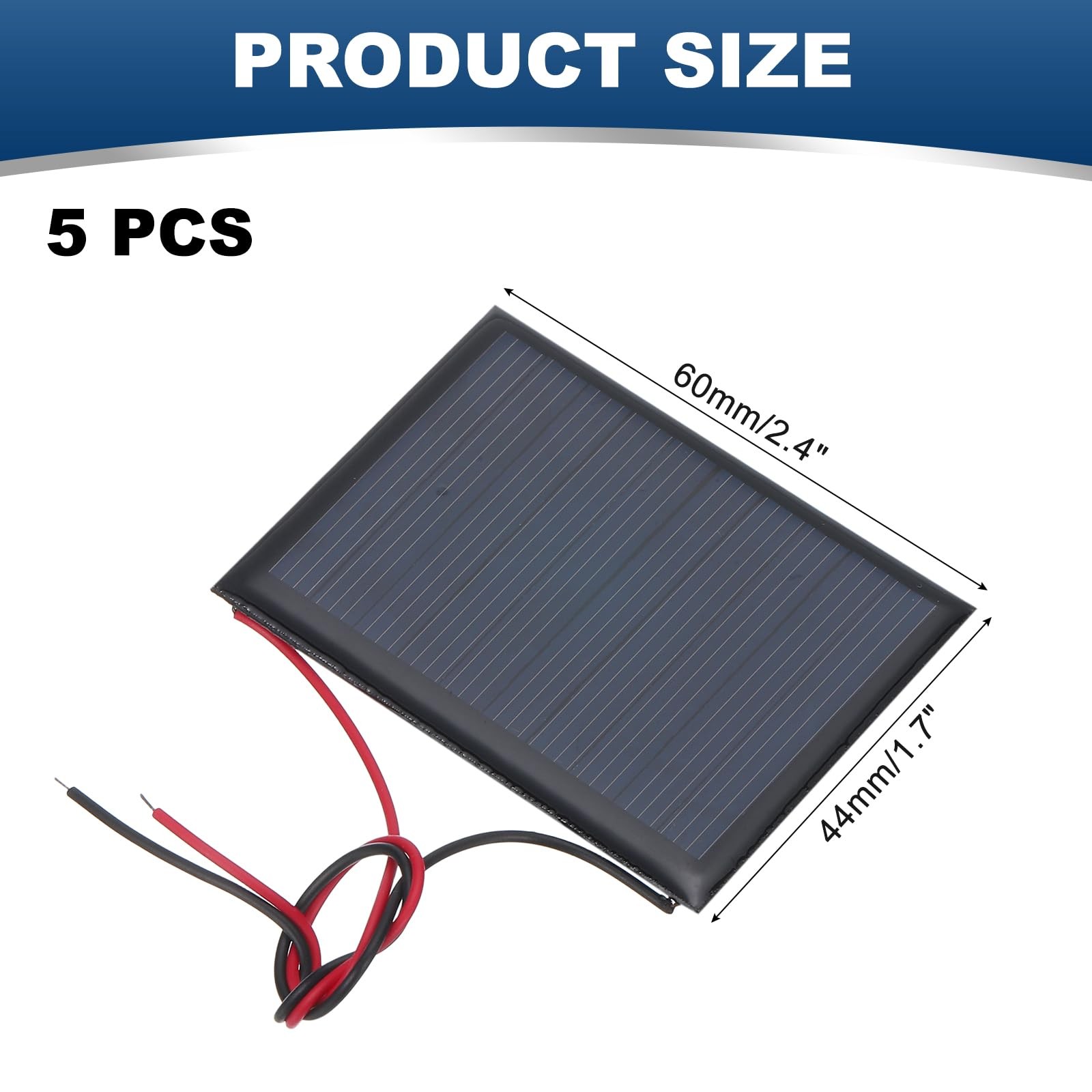 MECCANIXITY 5 Pcs 5V 0.25W 50mA Mini Solar Panels, Small Black