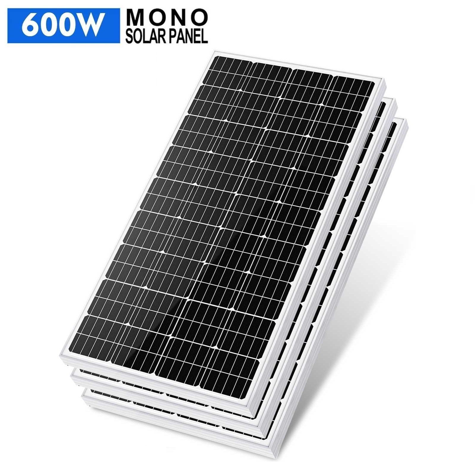 600W 3Pcs 200W Watt 12V Mono Solar Panel Home RV Rooftop Camping Off-Grid Power