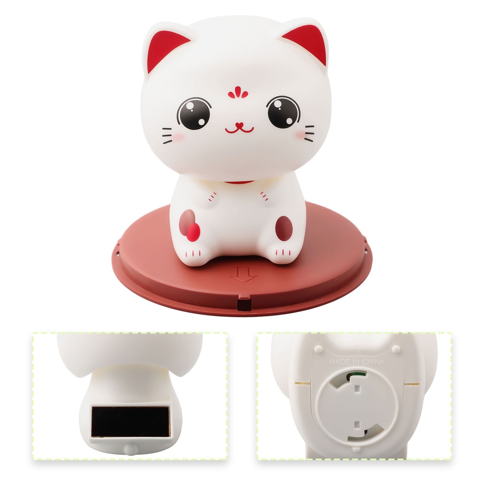 Lucky Cat Solar Powered Auto Waving Figurine Perfect for Good Luck and Wealth