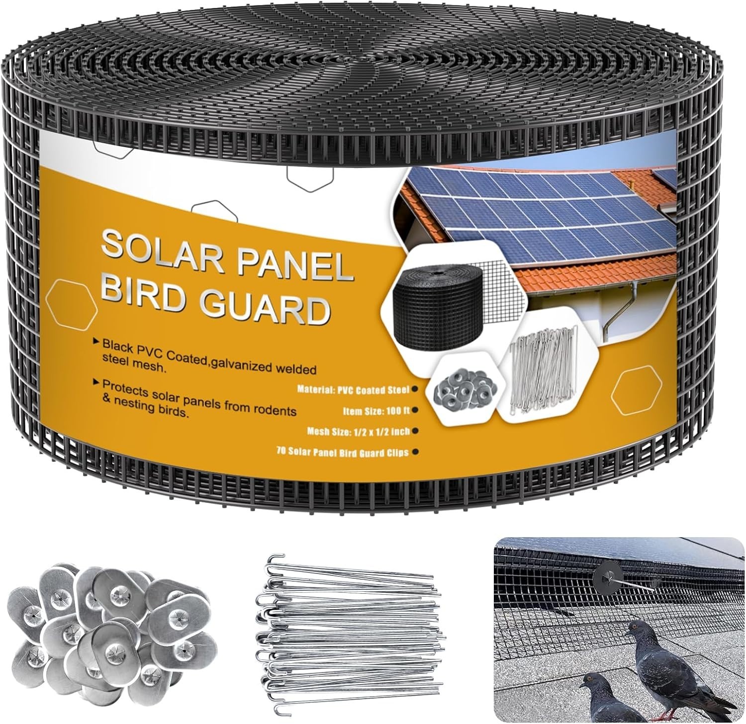 Solar Panel Bird Guard,6in x 100ft Critter Guard Roll Kit for Roof Protection