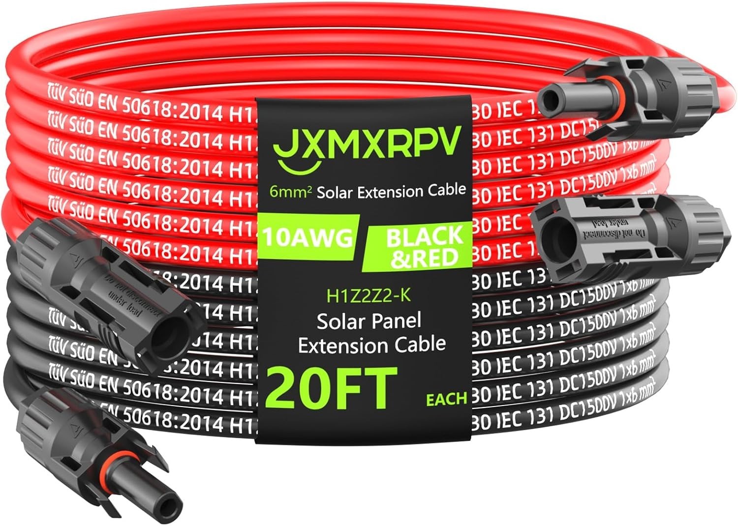 Flexible 20Ft PV Solar Wire – Tool-Free Weatherproof Connectors for Easy Setup