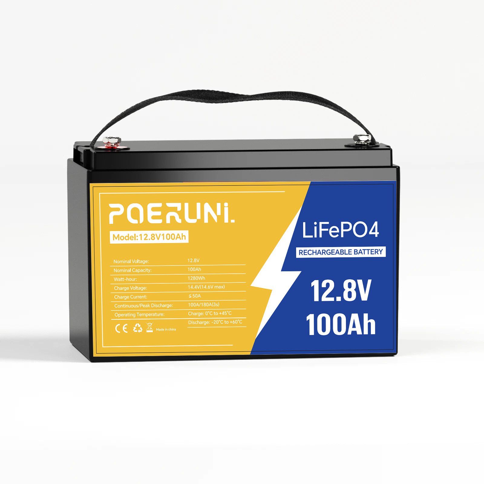 12V 100Ah LiFePO4 Lithium Battery BMS 15000+ Cycles For Solar Golf Cart Marine