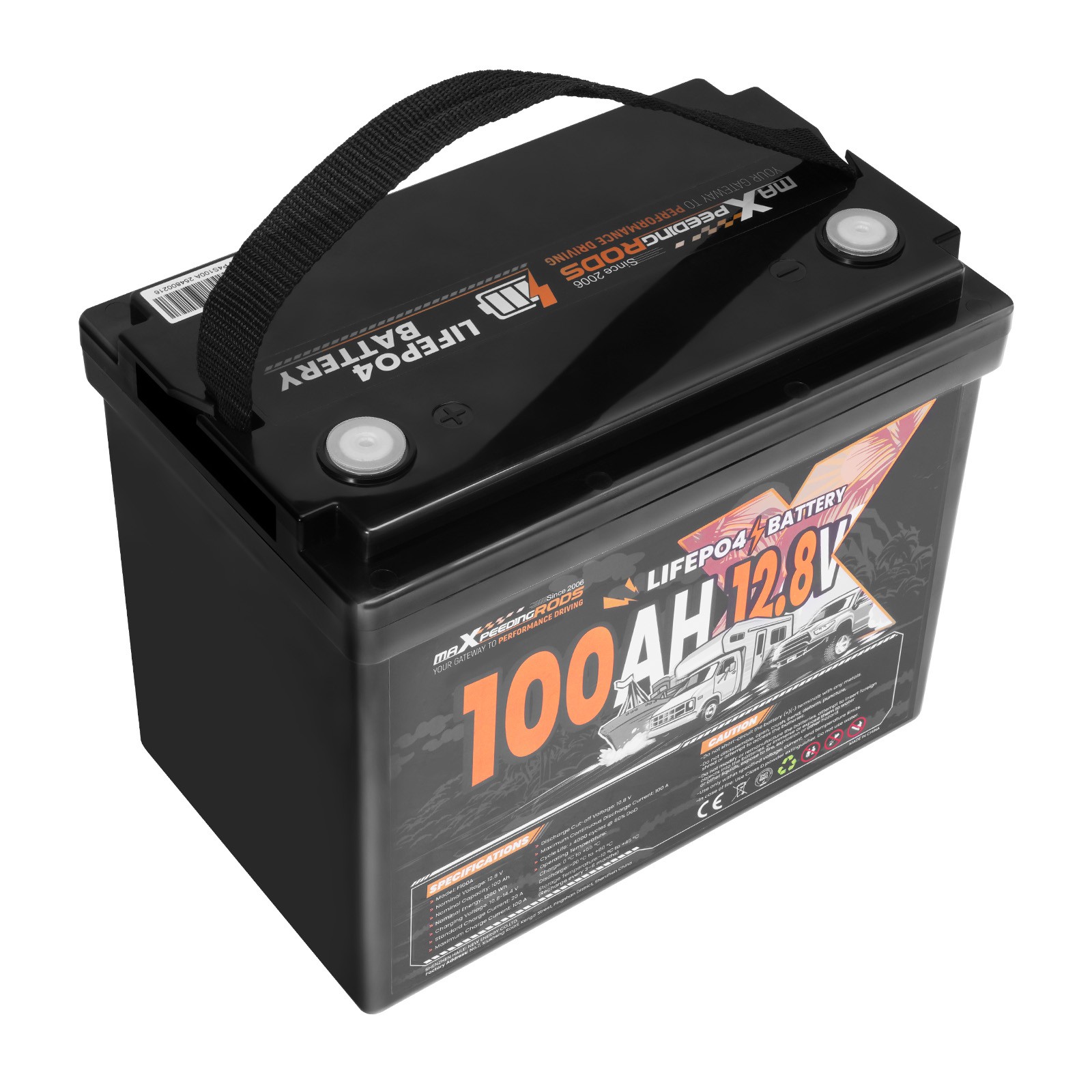 12V 100Ah LiFePO4 Lithium Battery fit for RV Marine Boat Low Temp Protection BMS