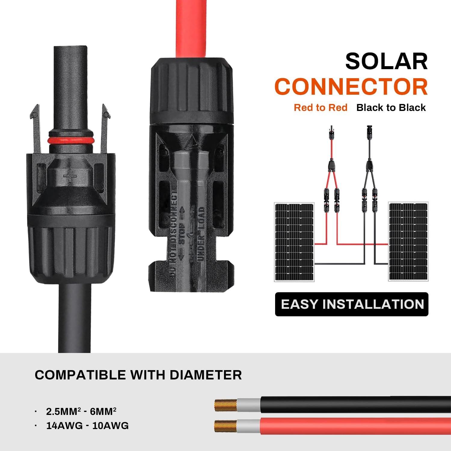 Y Branch Solar Connector Cables MMF FFM for Photovoltaic Solar Panel Connectors