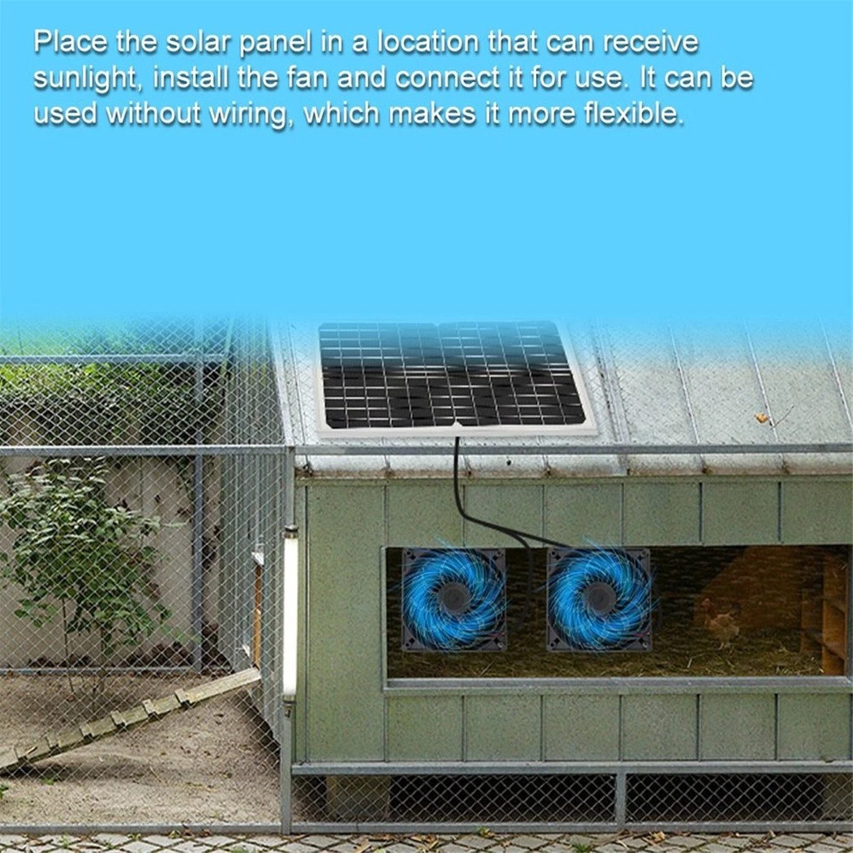 Solar Powered Dual Exhaust Fan Solar Panel Fan 15W For Greenhouse Shed Attic US